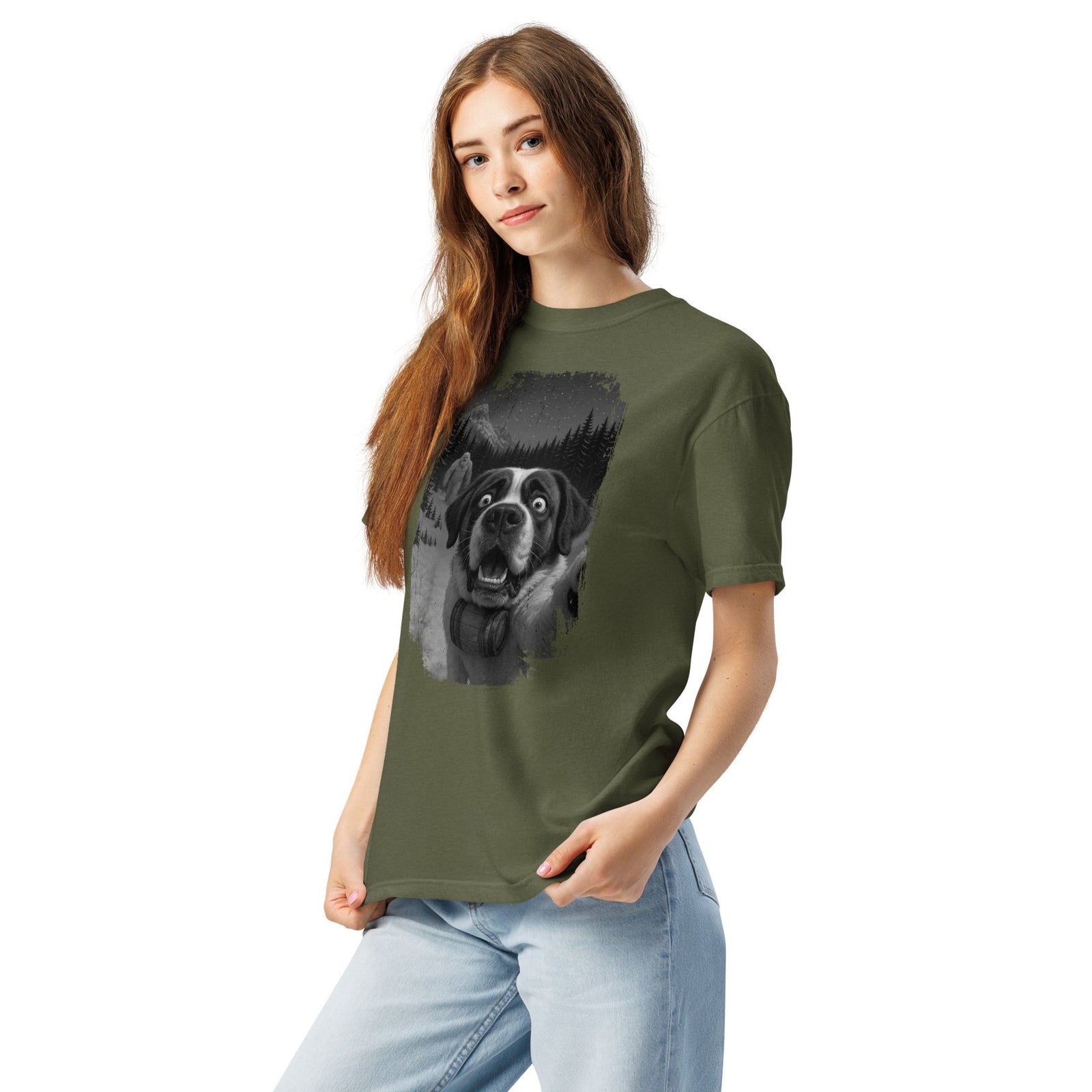 Abominable Snowman Saint Bernard Selfie T-shirt - Lucy + Norman