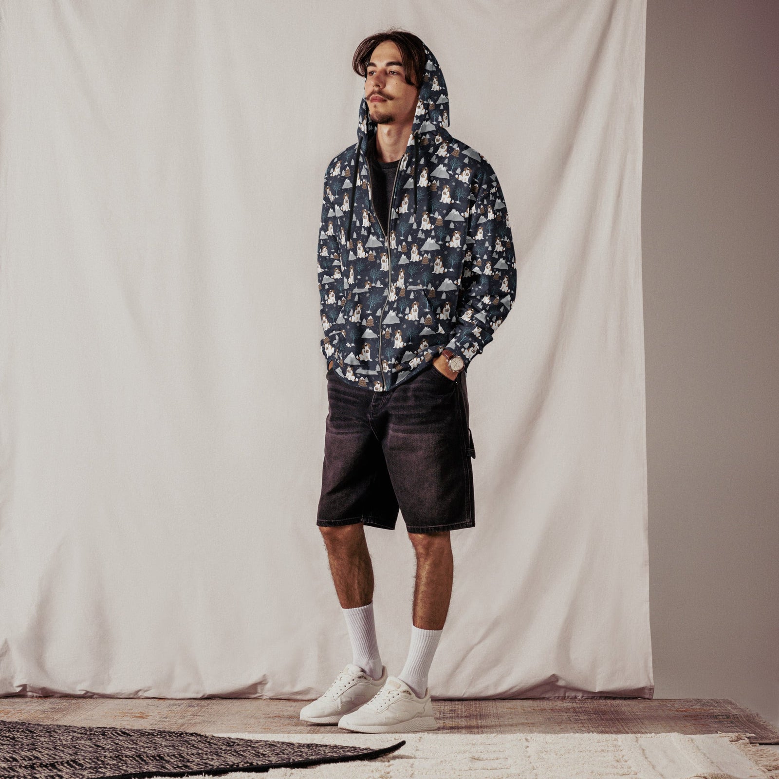 Alpine Chill St Bernard Zip Hoodie - Lucy + Norman