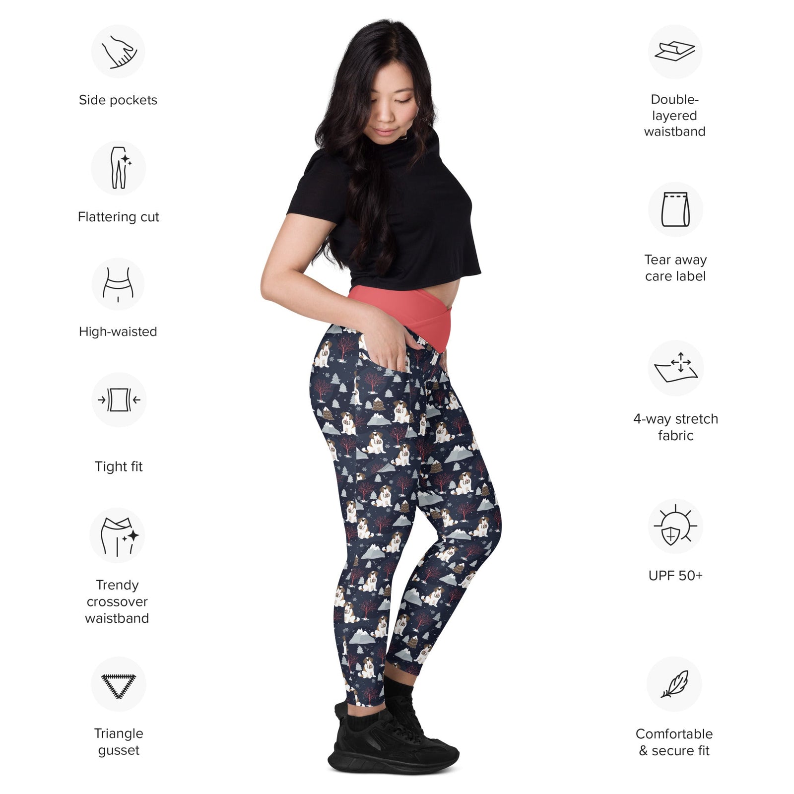 Alpine Night Crossover Leggings with Pockets - Lucy + Norman