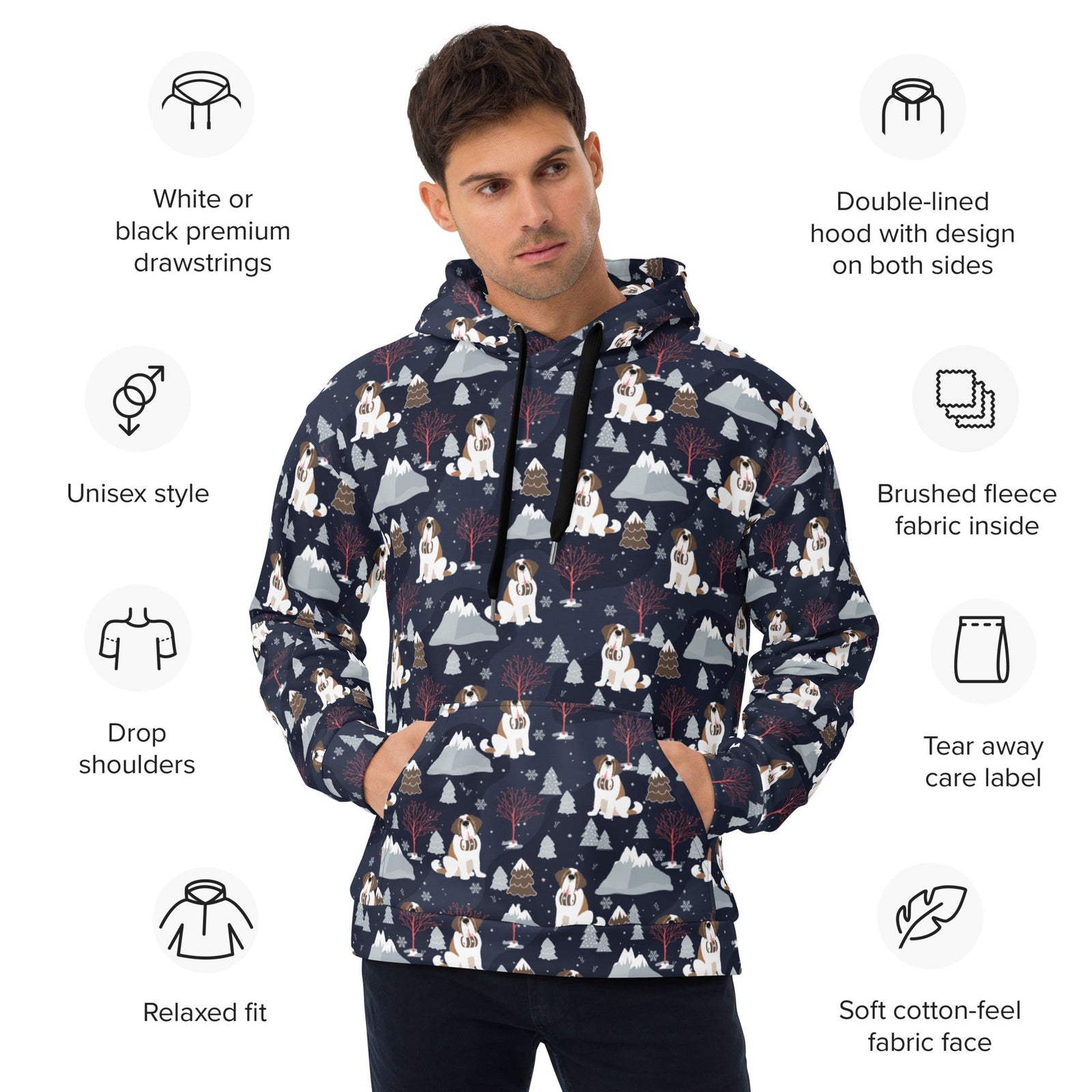 Alpine Night Saint Bernard Hoodie - Lucy + Norman