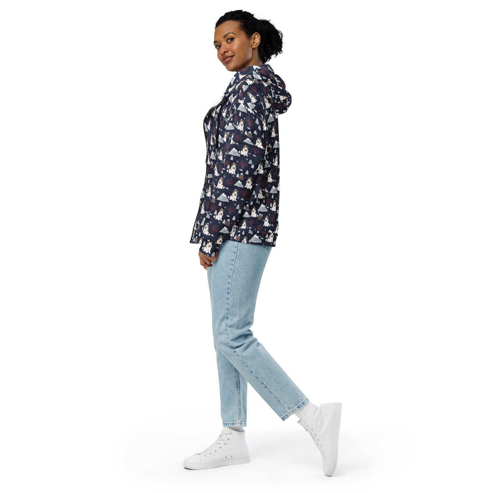 Alpine Night Saint Bernard Zip Hoodie - Lucy + Norman
