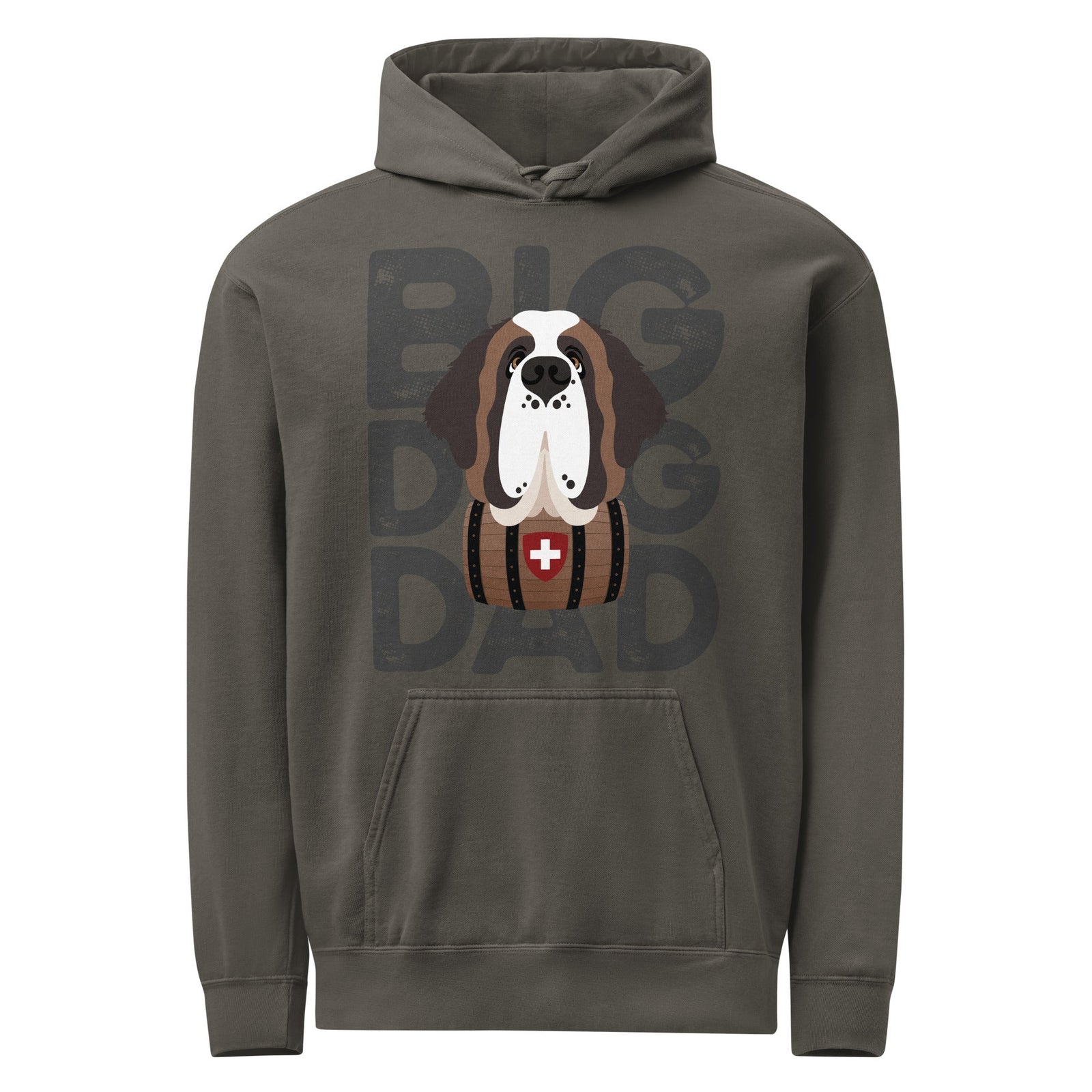 Big Dog Dad Saint Bernard Barrel Comfort Colors® Hoodie - Dark Grey - Lucy + Norman