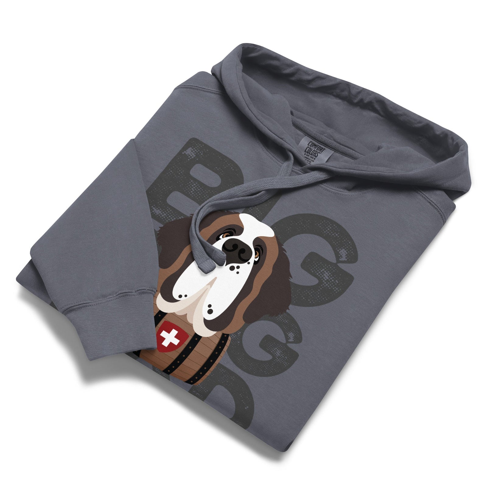 Big Dog Dad Saint Bernard Barrel Comfort Colors® Hoodie - Dark Grey - Lucy + Norman