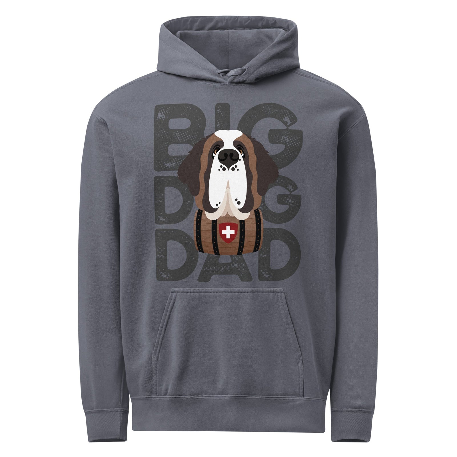 Big Dog Dad Saint Bernard Barrel Comfort Colors® Hoodie - Dark Grey - Lucy + Norman