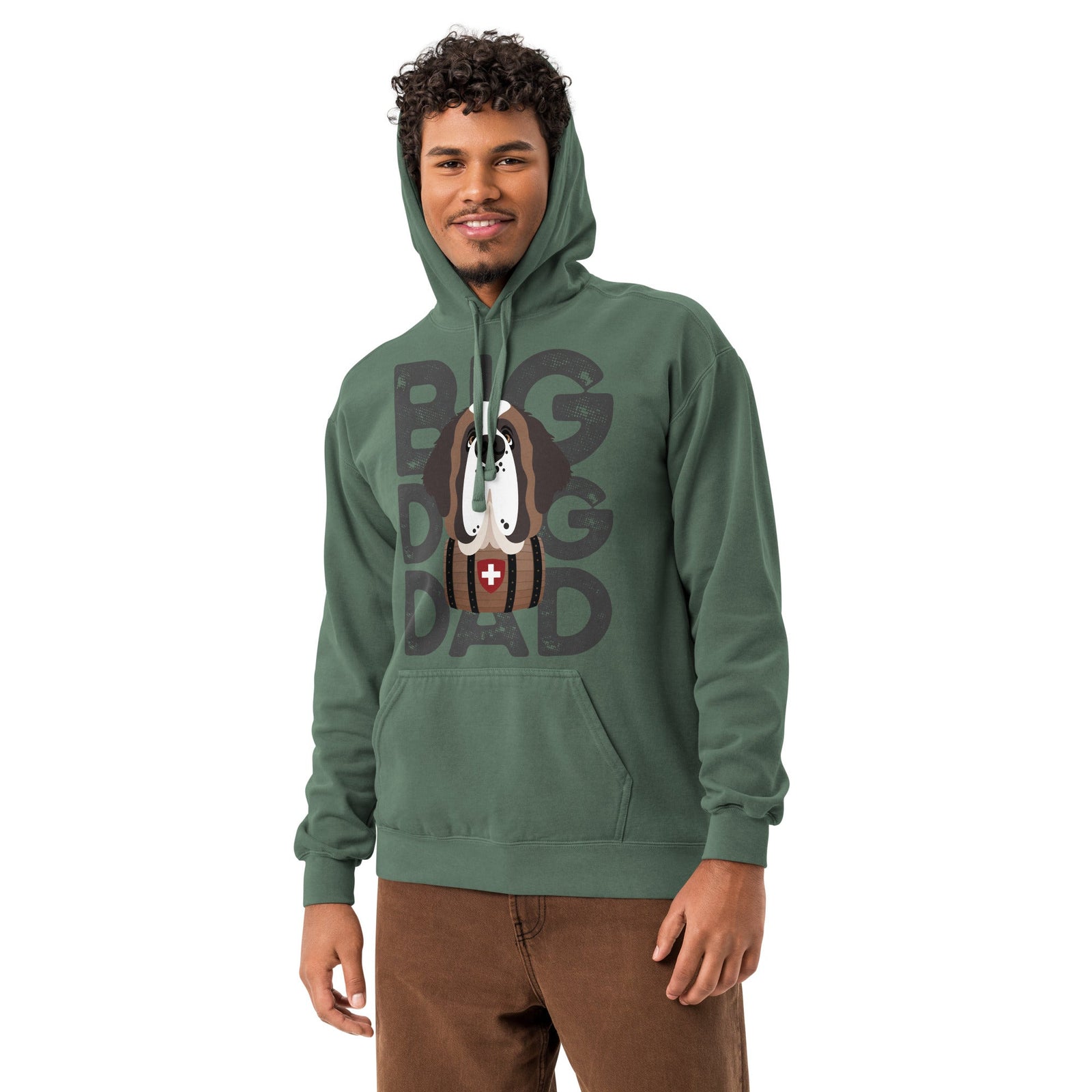 Big Dog Dad Saint Bernard Barrel Comfort Colors® Hoodie - Dark Grey - Lucy + Norman