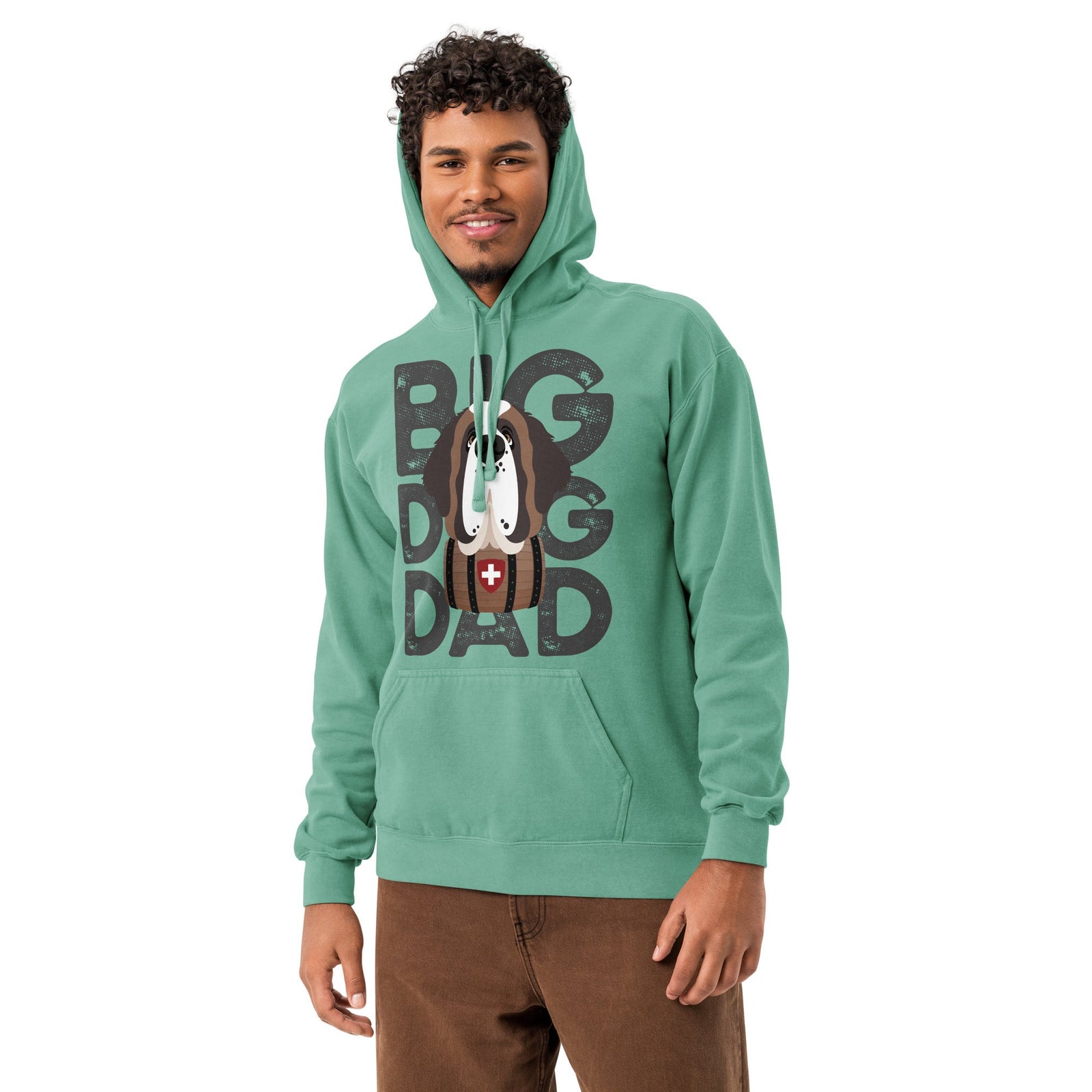 Big Dog Dad Saint Bernard Barrel Comfort Colors® Hoodie - Dark Grey - Lucy + Norman