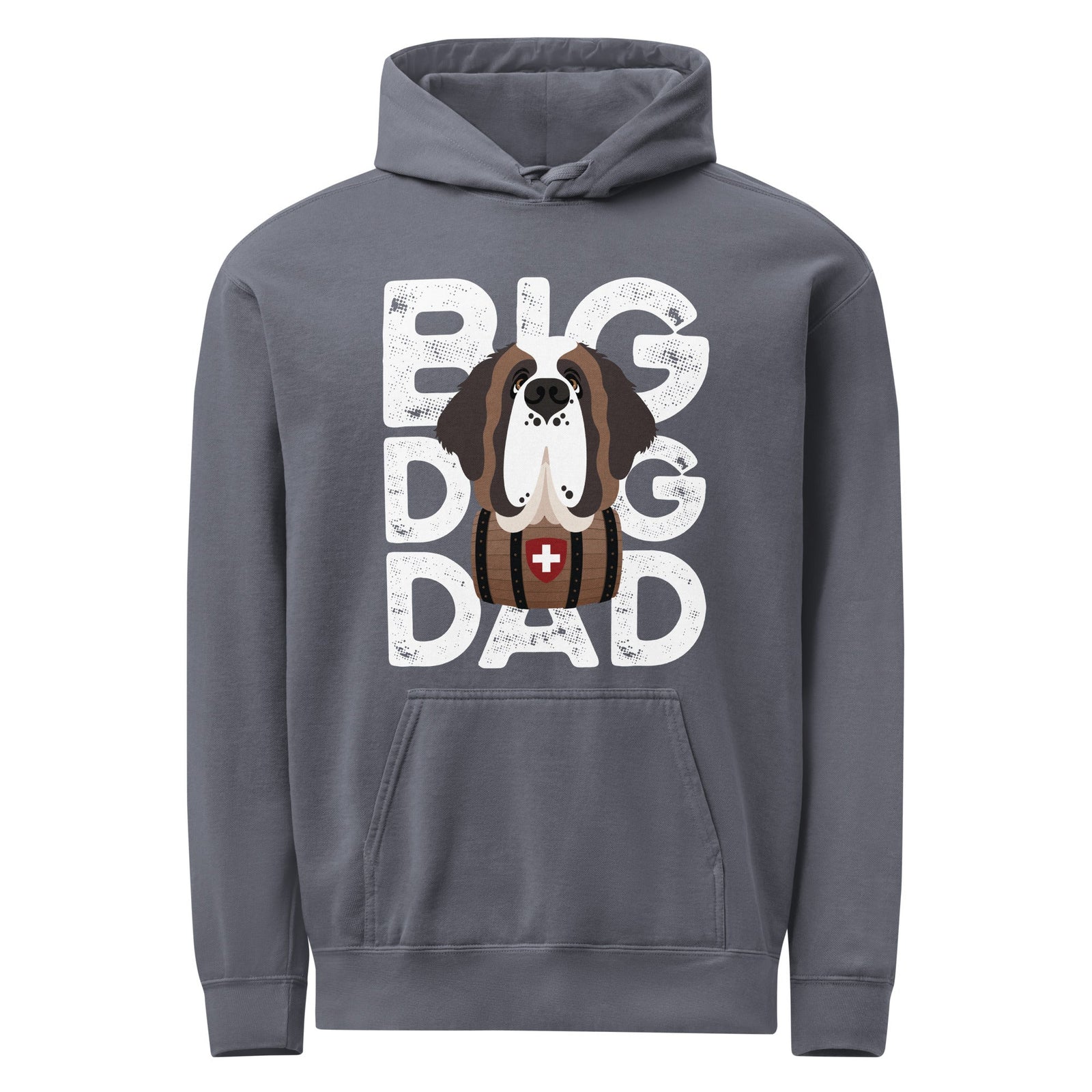 Big Dog Dad Saint Bernard Barrel Comfort Colors® Hoodie - Halftone - Lucy + Norman