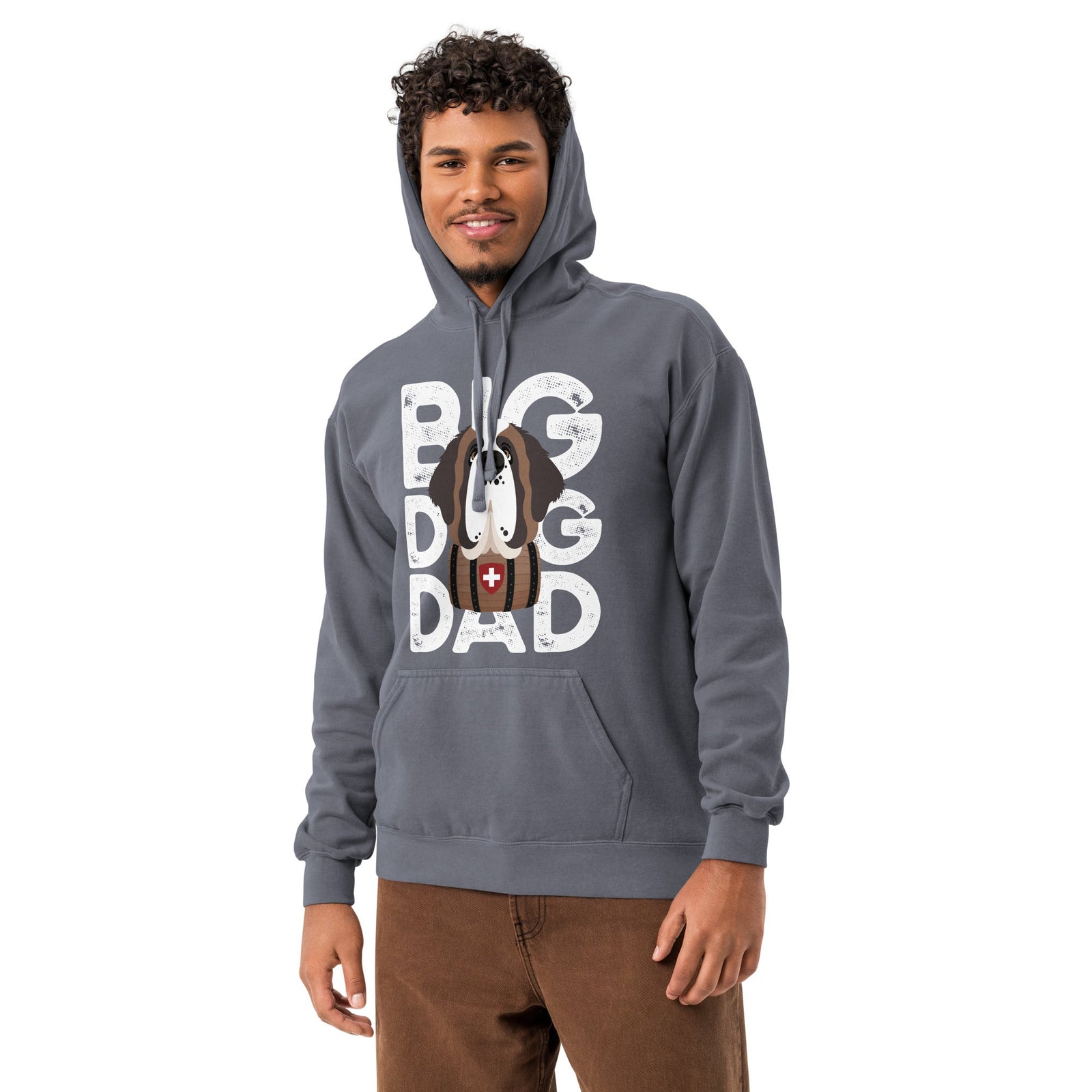 Big Dog Dad Saint Bernard Barrel Comfort Colors® Hoodie - Halftone - Lucy + Norman