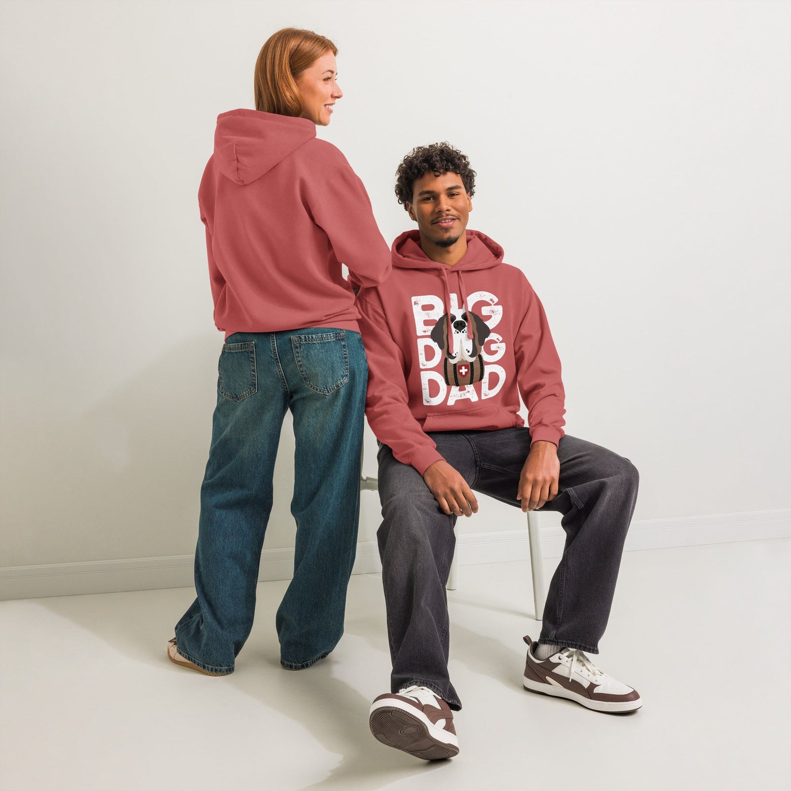 Big Dog Dad Saint Bernard Barrel Comfort Colors® Hoodie - Halftone - Lucy + Norman