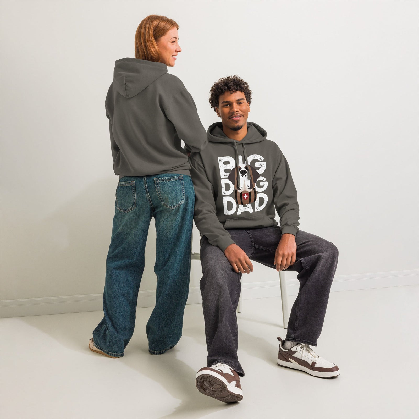 Big Dog Dad Saint Bernard Barrel Comfort Colors® Hoodie - Halftone - Lucy + Norman