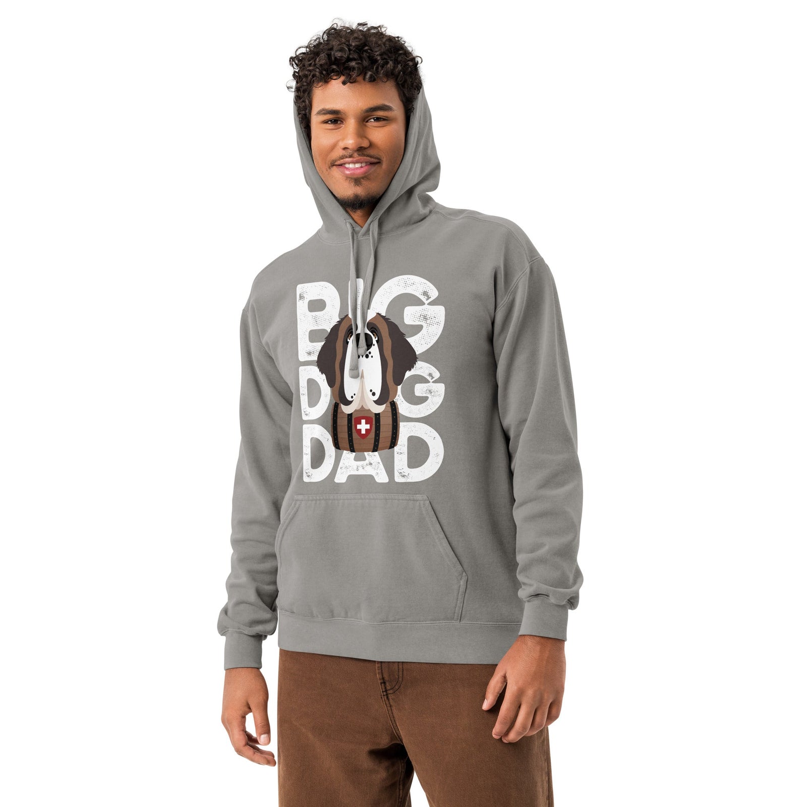Big Dog Dad Saint Bernard Barrel Comfort Colors® Hoodie - Halftone - Lucy + Norman