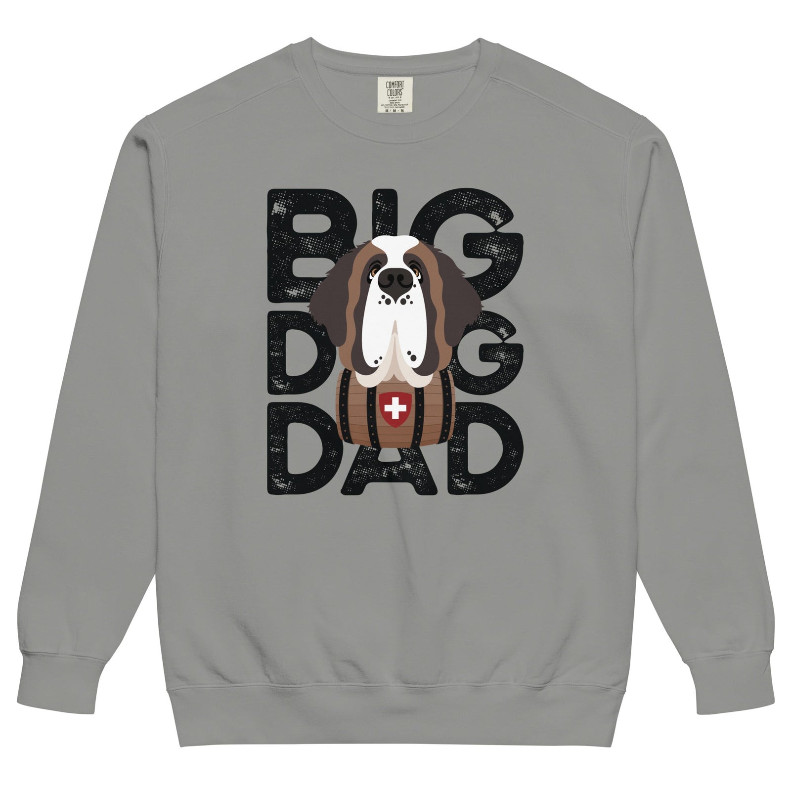 Big Dog Dad Saint Bernard Barrel Comfort Colors® Sweatshirt - Black - Lucy + Norman