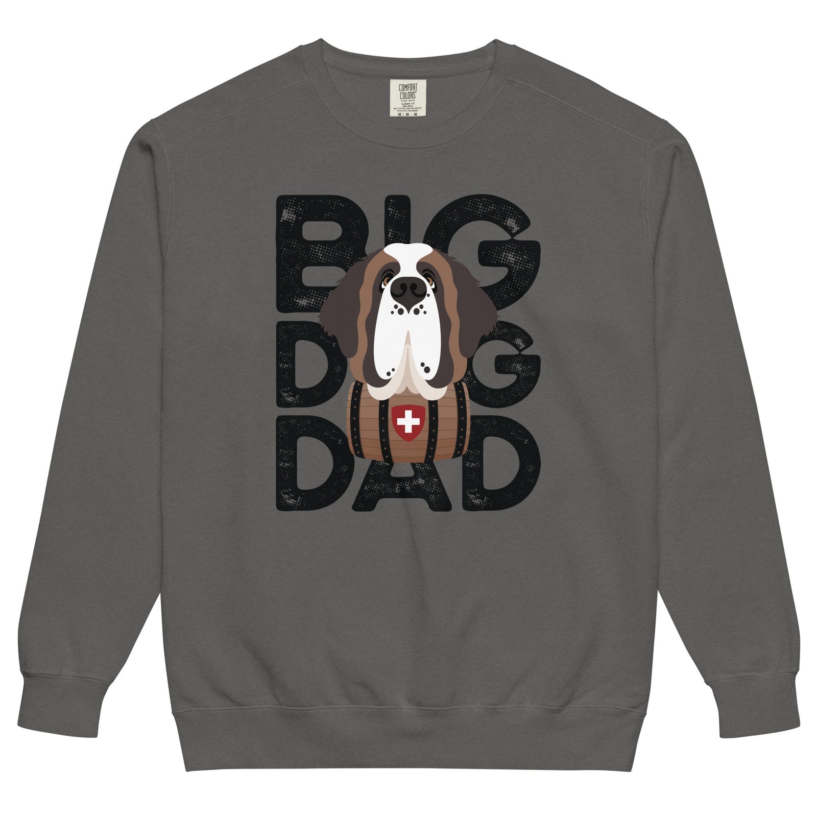 Big Dog Dad Saint Bernard Barrel Comfort Colors® Sweatshirt - Black - Lucy + Norman