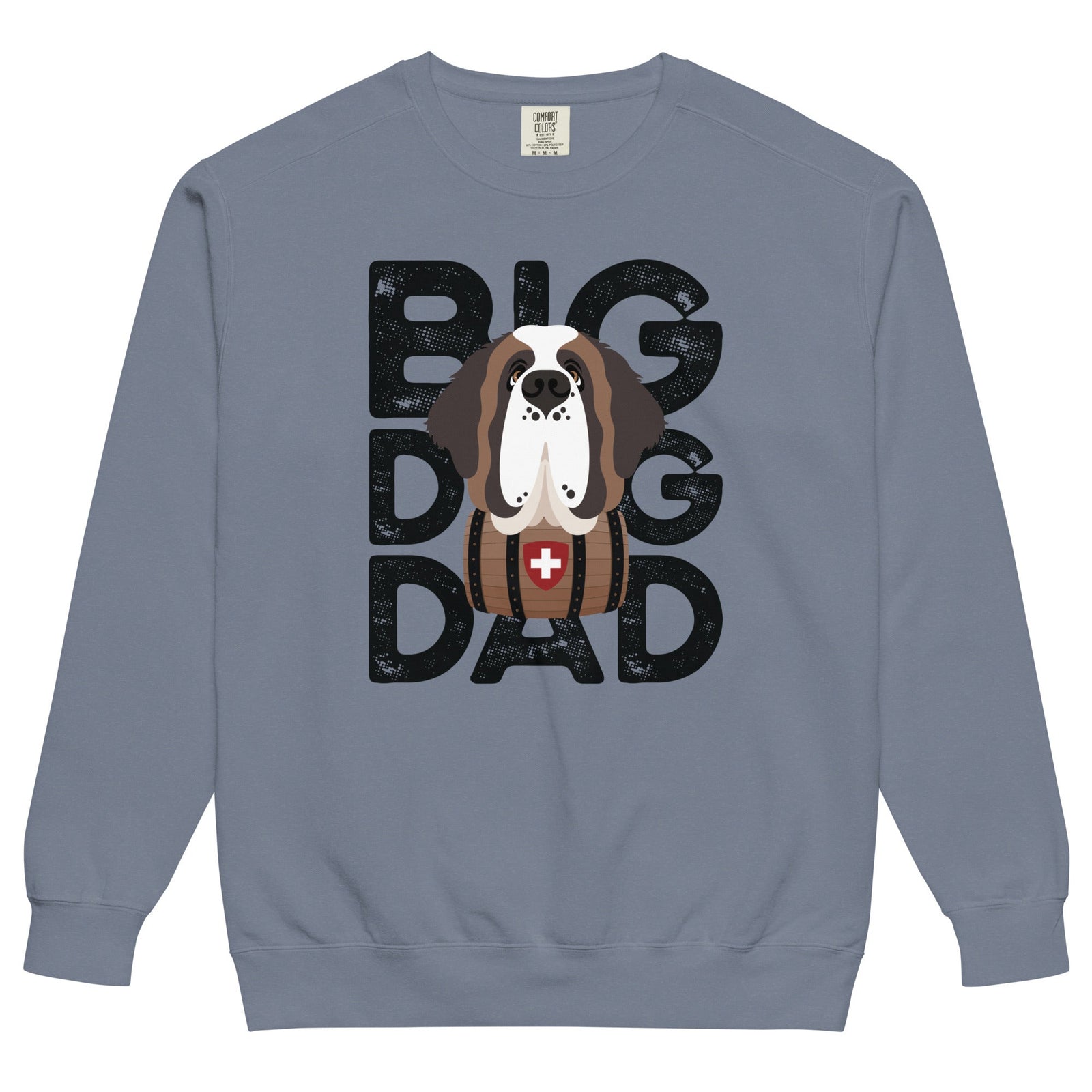 Big Dog Dad Saint Bernard Barrel Comfort Colors® Sweatshirt - Black - Lucy + Norman