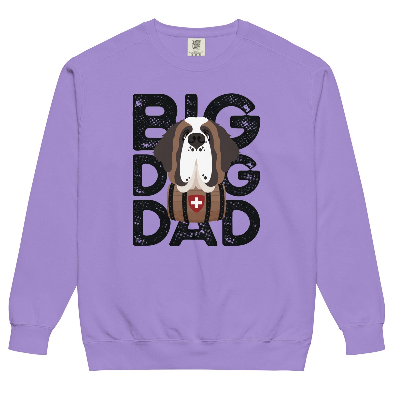 Big Dog Dad Saint Bernard Barrel Comfort Colors® Sweatshirt - Black - Lucy + Norman