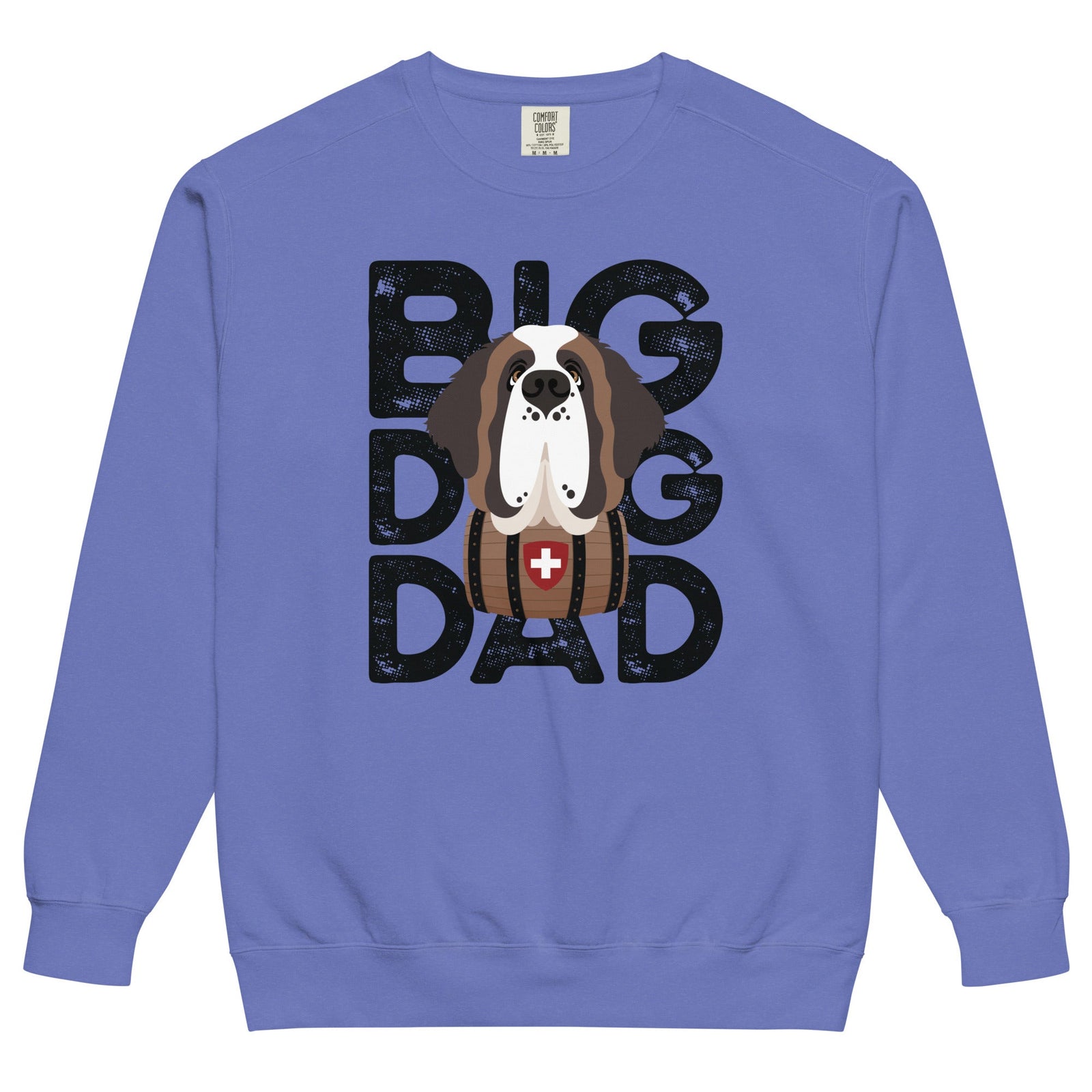 Big Dog Dad Saint Bernard Barrel Comfort Colors® Sweatshirt - Black - Lucy + Norman