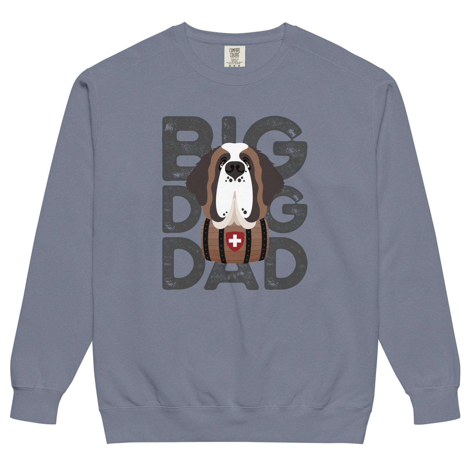 Big Dog Dad Saint Bernard Barrel Comfort Colors® Sweatshirt - Grey - Lucy + Norman