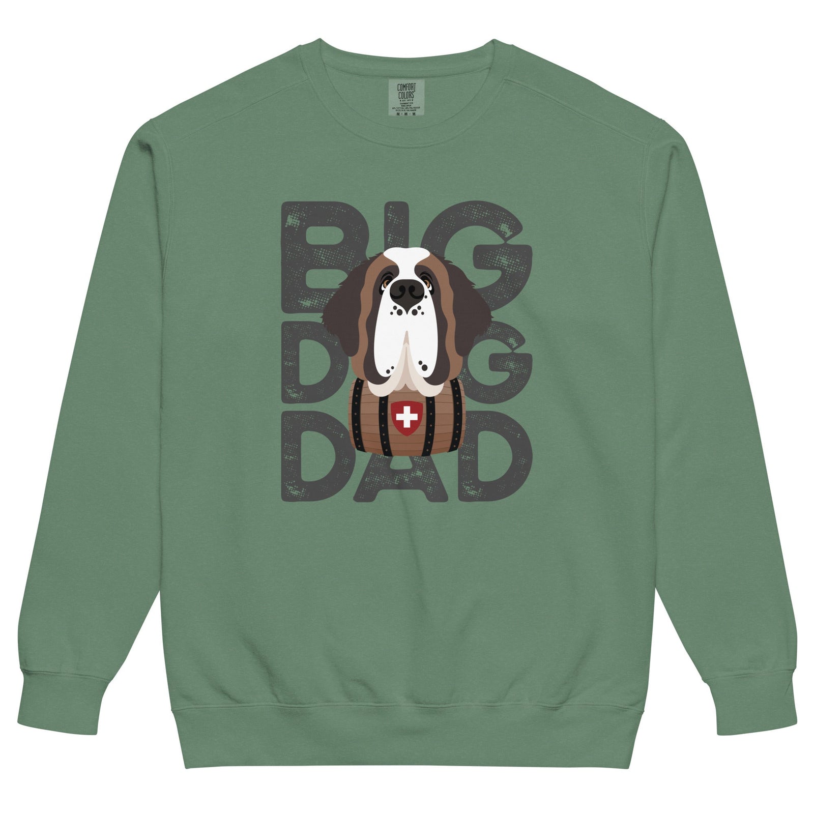 Big Dog Dad Saint Bernard Barrel Comfort Colors® Sweatshirt - Grey - Lucy + Norman