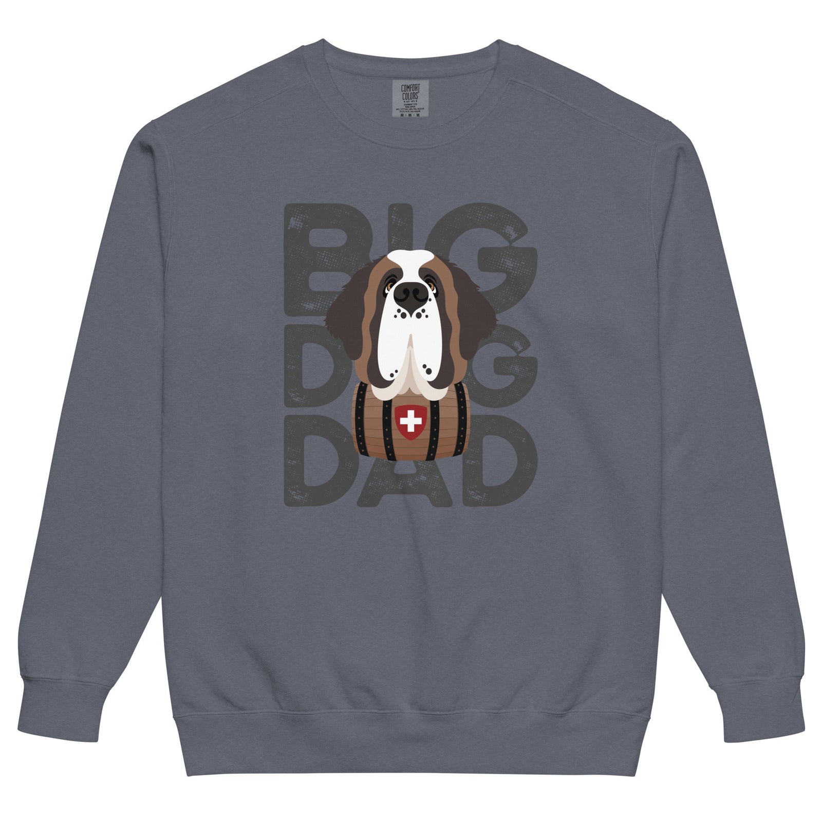 Big Dog Dad Saint Bernard Barrel Comfort Colors® Sweatshirt - Grey - Lucy + Norman