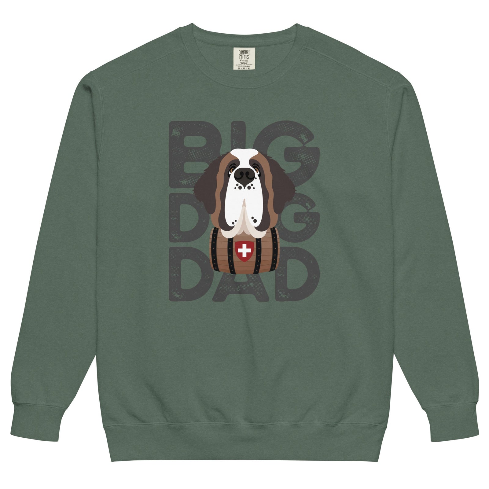 Big Dog Dad Saint Bernard Barrel Comfort Colors® Sweatshirt - Grey - Lucy + Norman