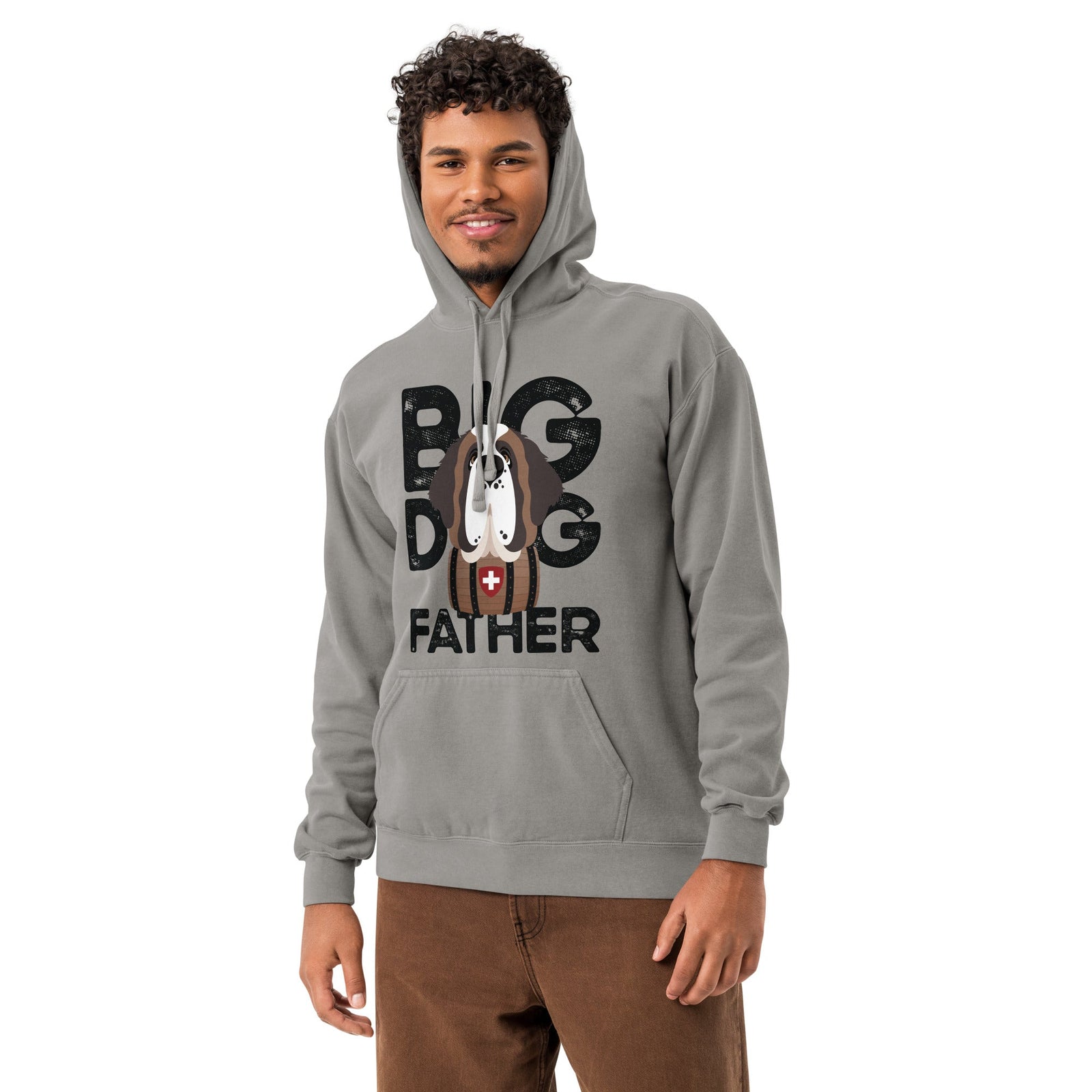 Big Dog Father Saint Bernard Comfort Colors® Hoodie - Black - Lucy + Norman