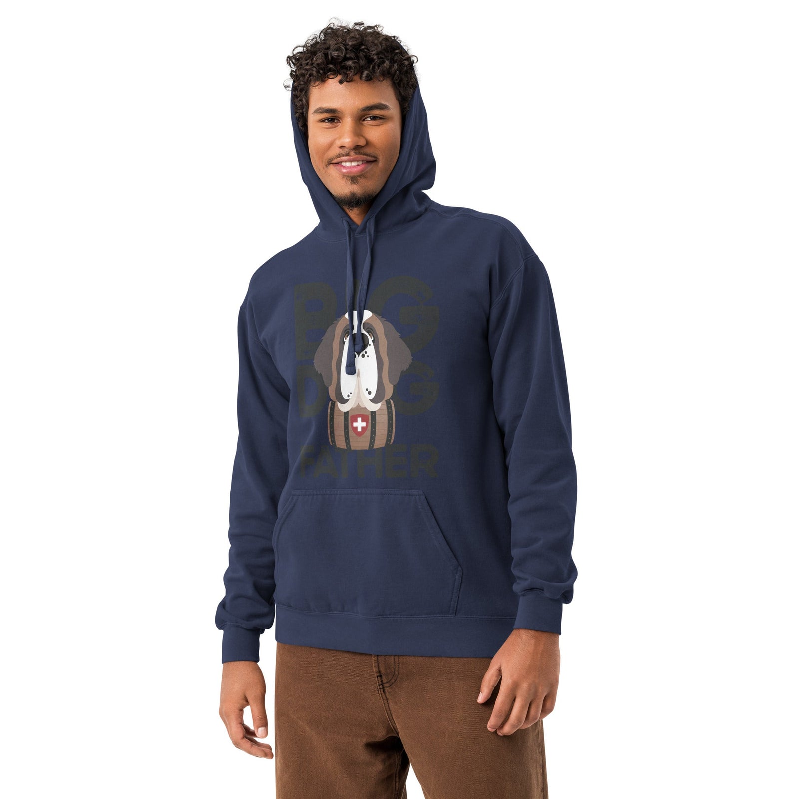 Big Dog Father Saint Bernard Comfort Colors® Hoodie - Black - Lucy + Norman