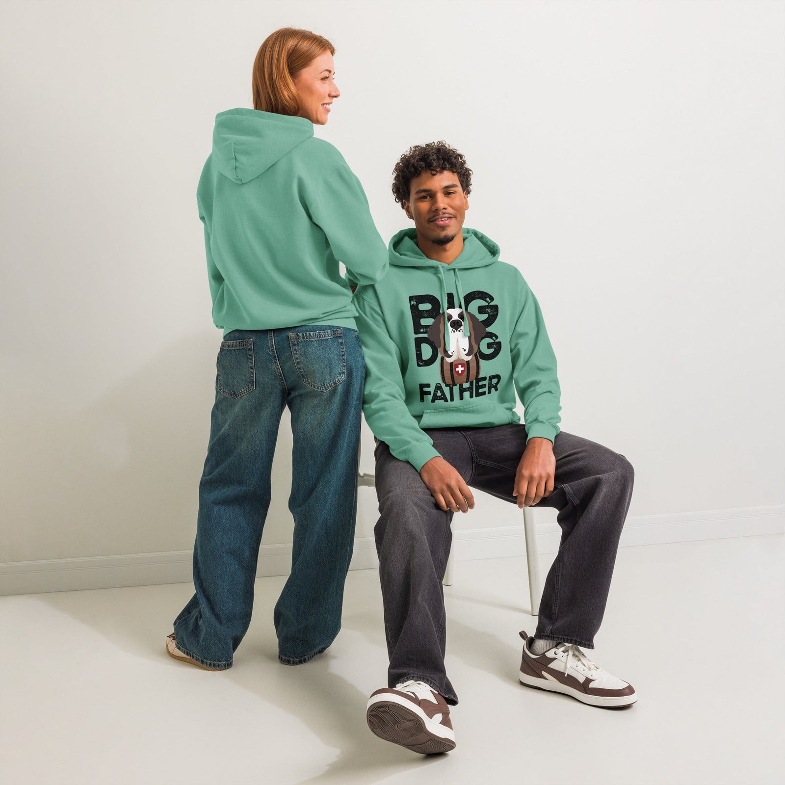 Big Dog Father Saint Bernard Comfort Colors® Hoodie - Black - Lucy + Norman