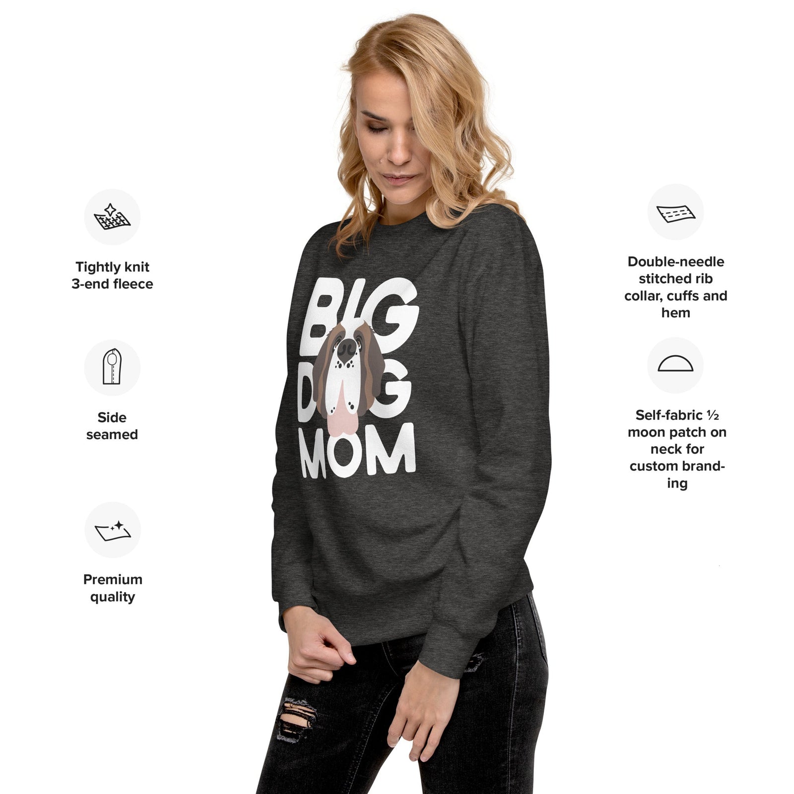 Big Dog Mom Saint Bernard Sweatshirt | Cozy Fleece Crewneck - Lucy + Norman