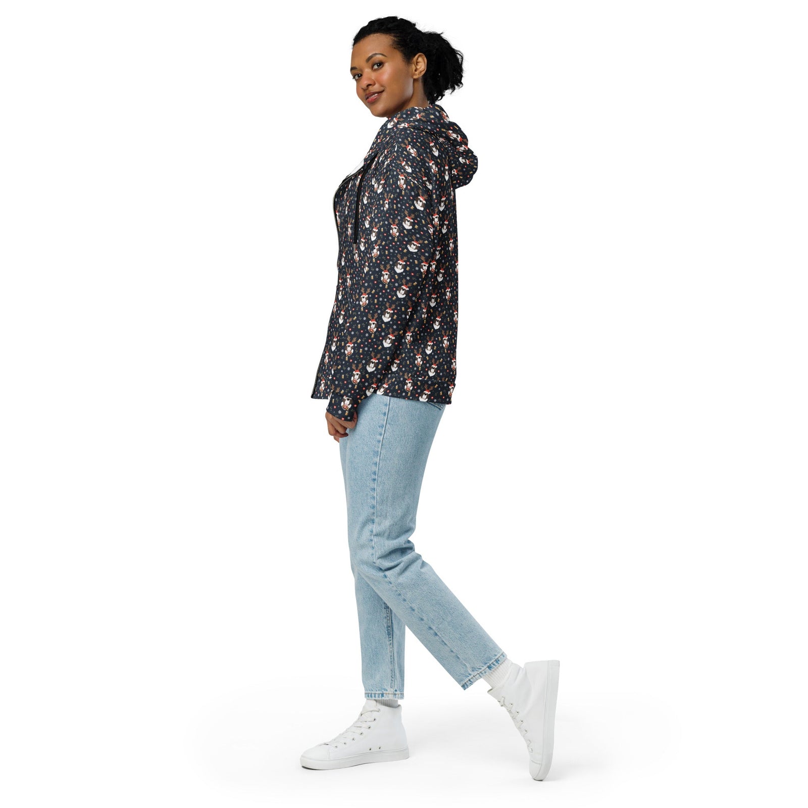 Christmas Reindeer Beer St Bernard Zip Hoodie - Lucy + Norman