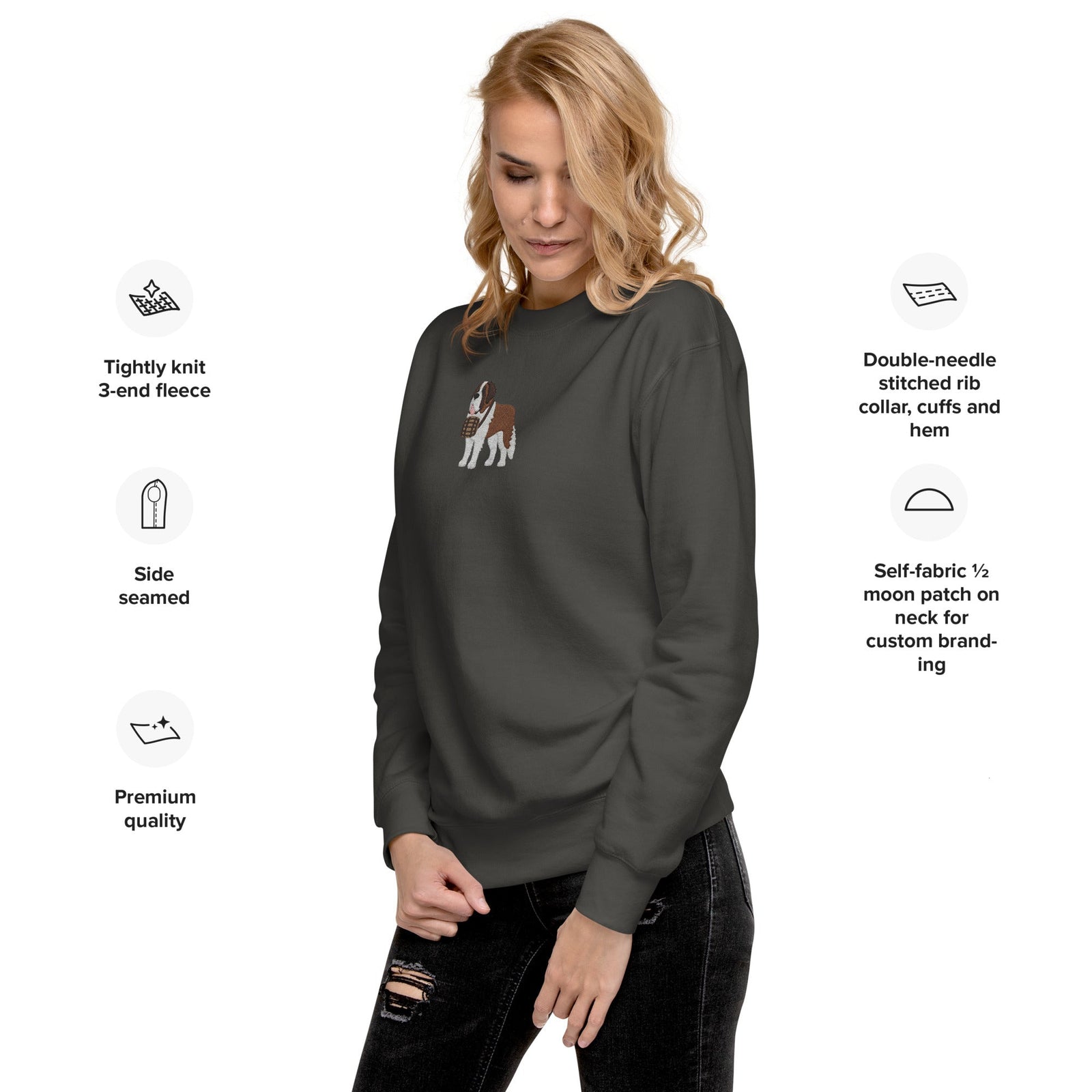 Embroidered Saint Bernard Sweatshirt - Lucy + Norman