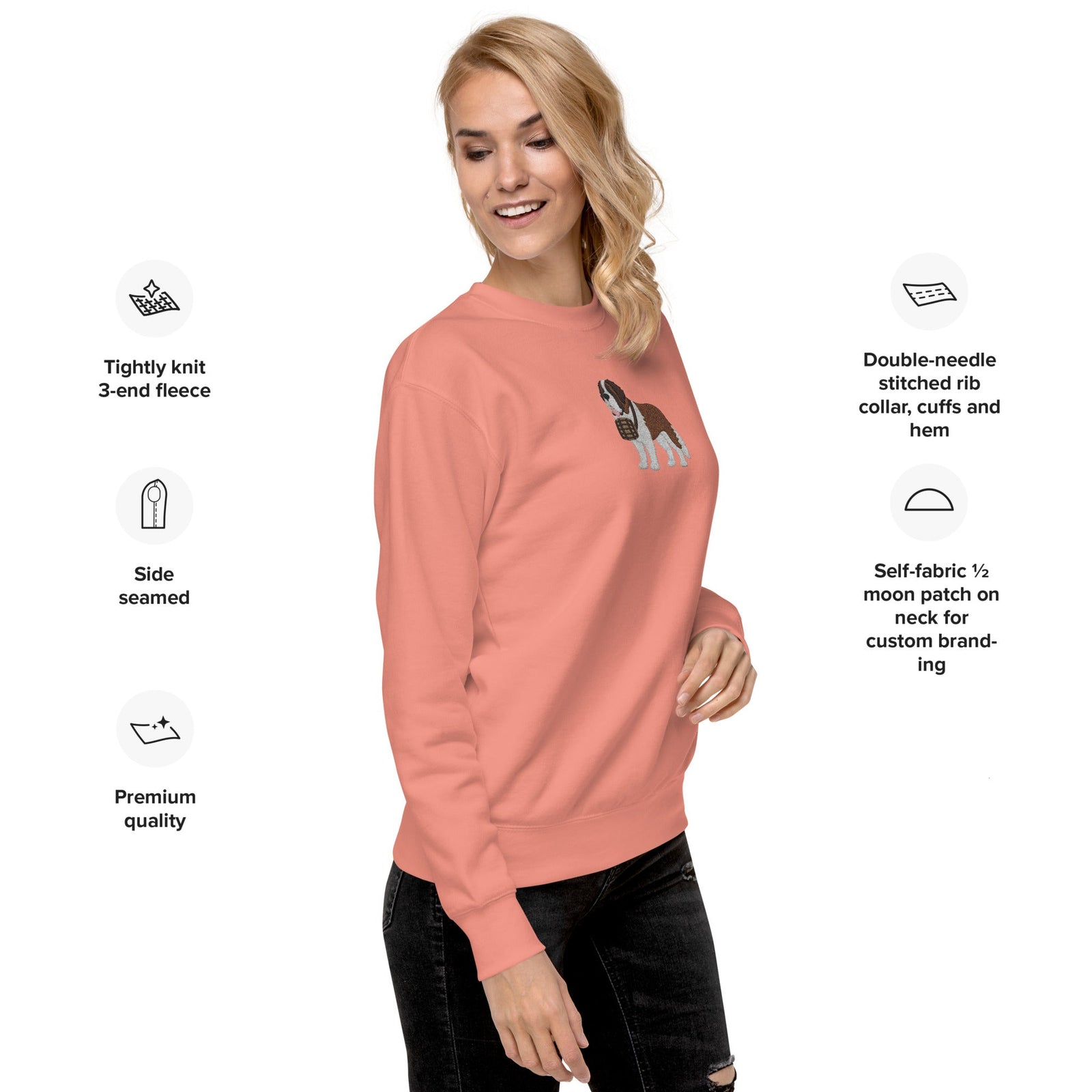 Embroidered Saint Bernard Sweatshirt - Lucy + Norman