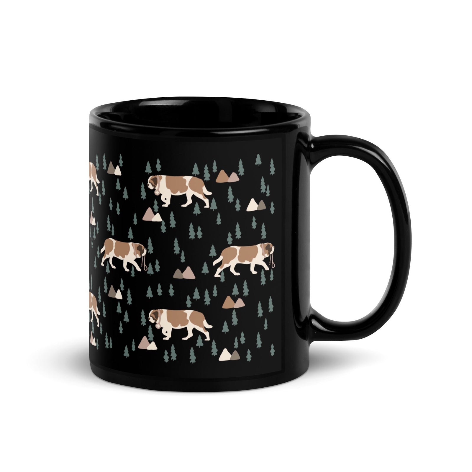 Green Mountains St Bernard Black Mug - Lucy + Norman