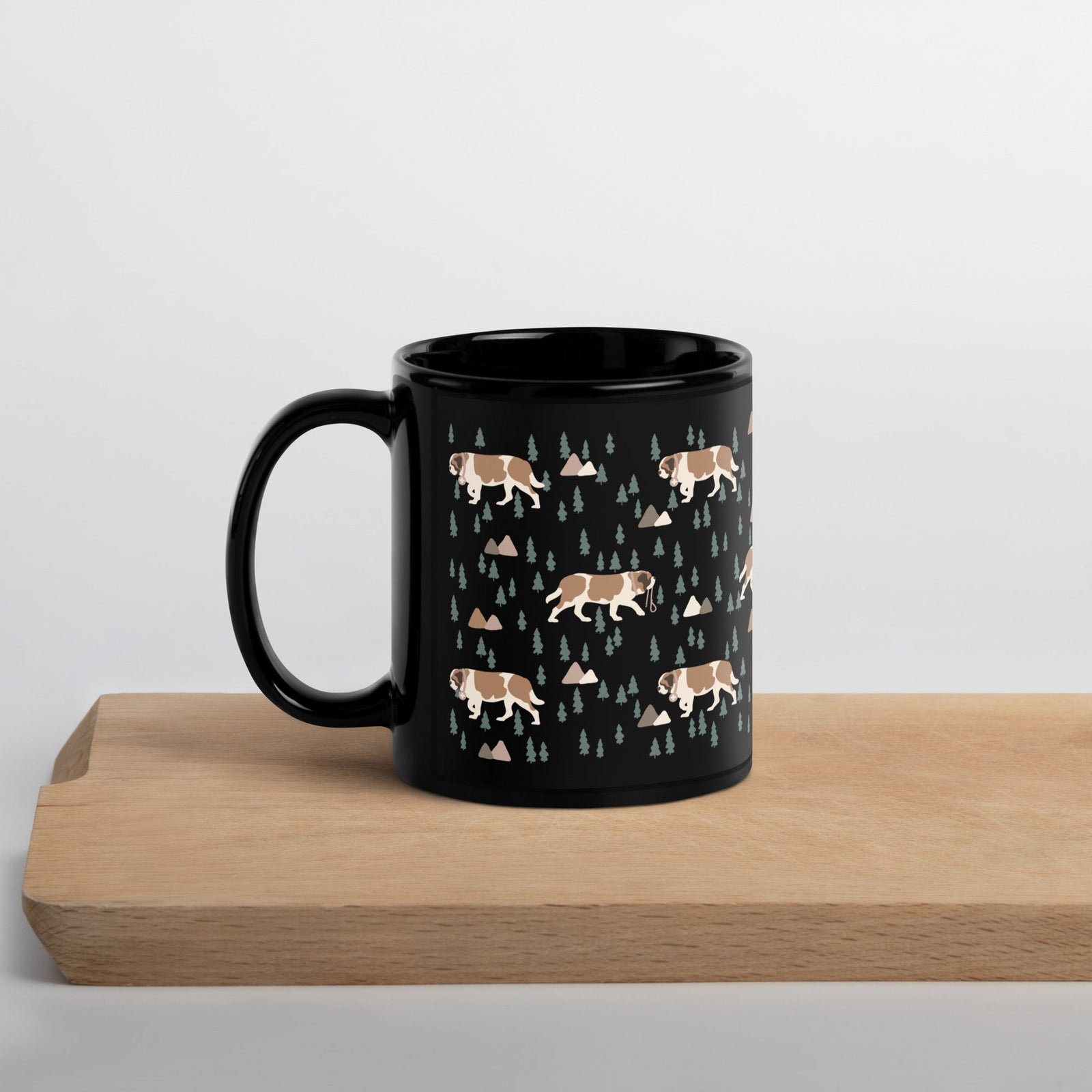 Green Mountains St Bernard Black Mug - Lucy + Norman