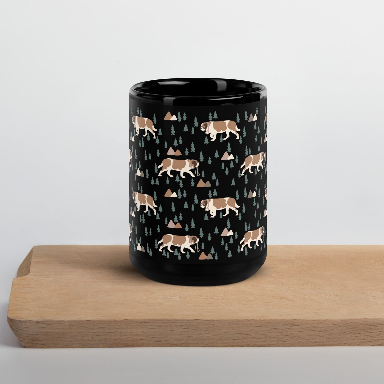 Green Mountains St Bernard Black Mug - Lucy + Norman