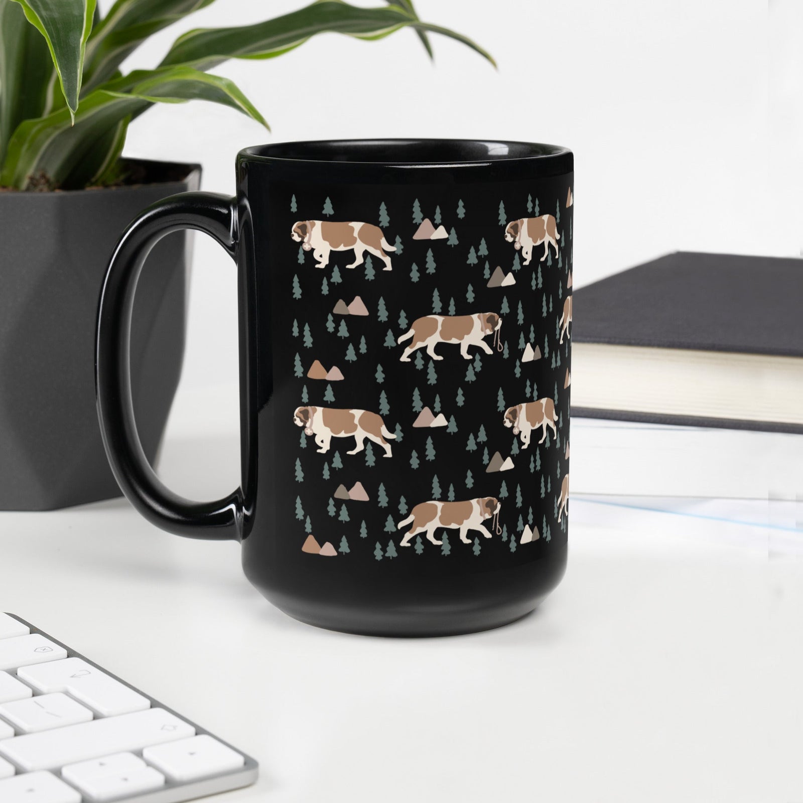 Green Mountains St Bernard Black Mug - Lucy + Norman