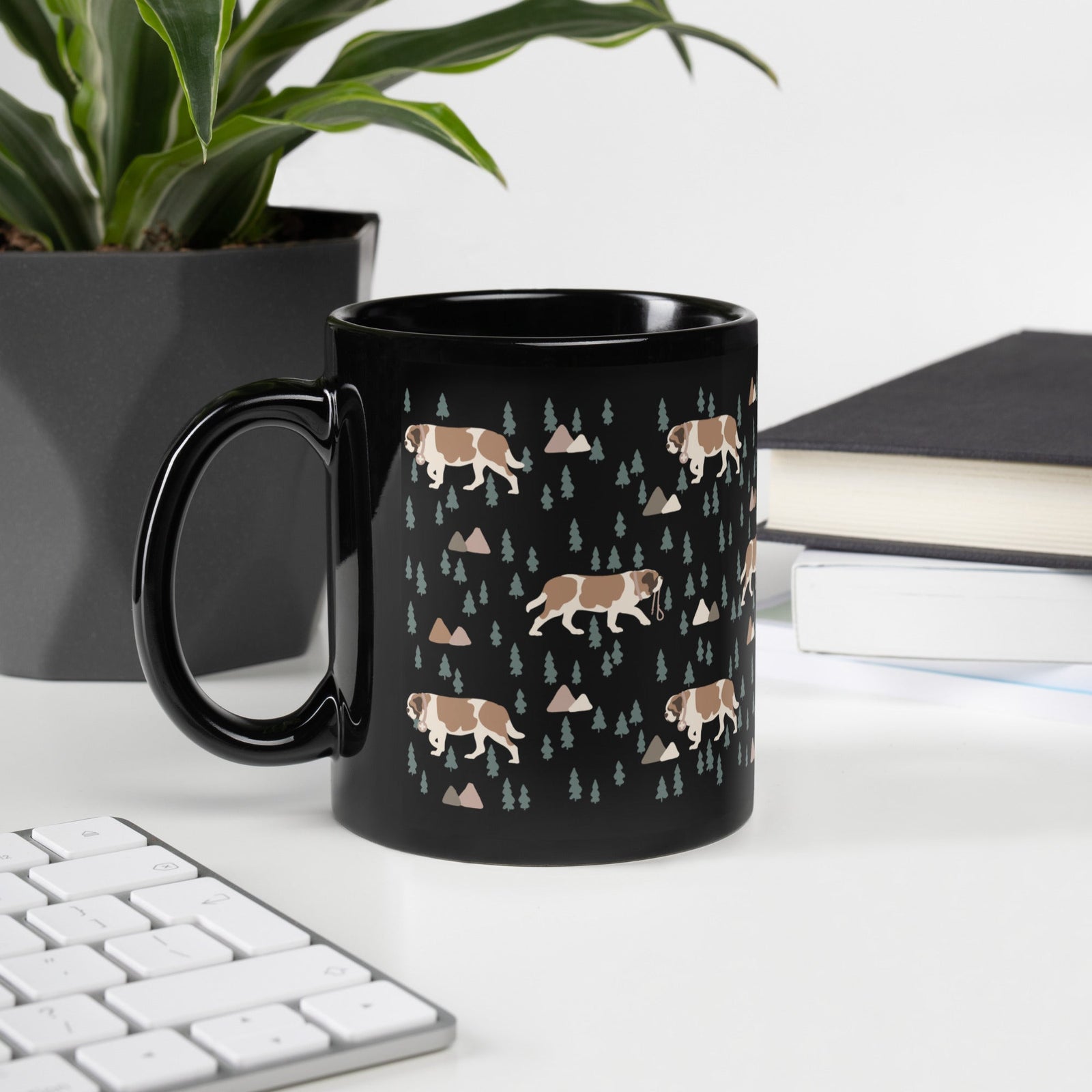 Green Mountains St Bernard Black Mug - Lucy + Norman
