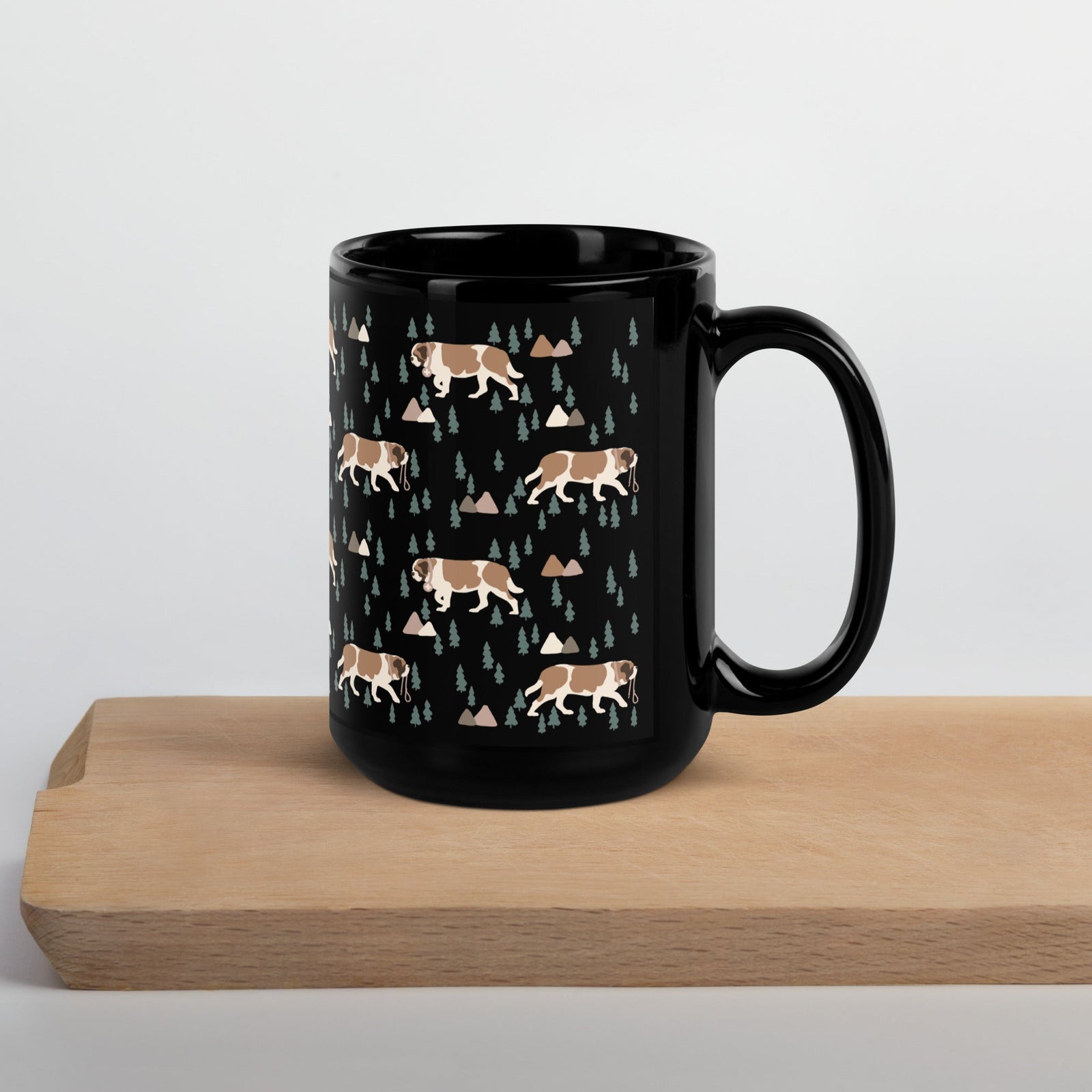 Green Mountains St Bernard Black Mug - Lucy + Norman