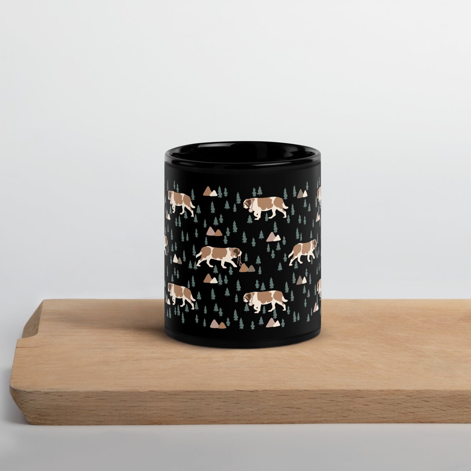 Green Mountains St Bernard Black Mug - Lucy + Norman