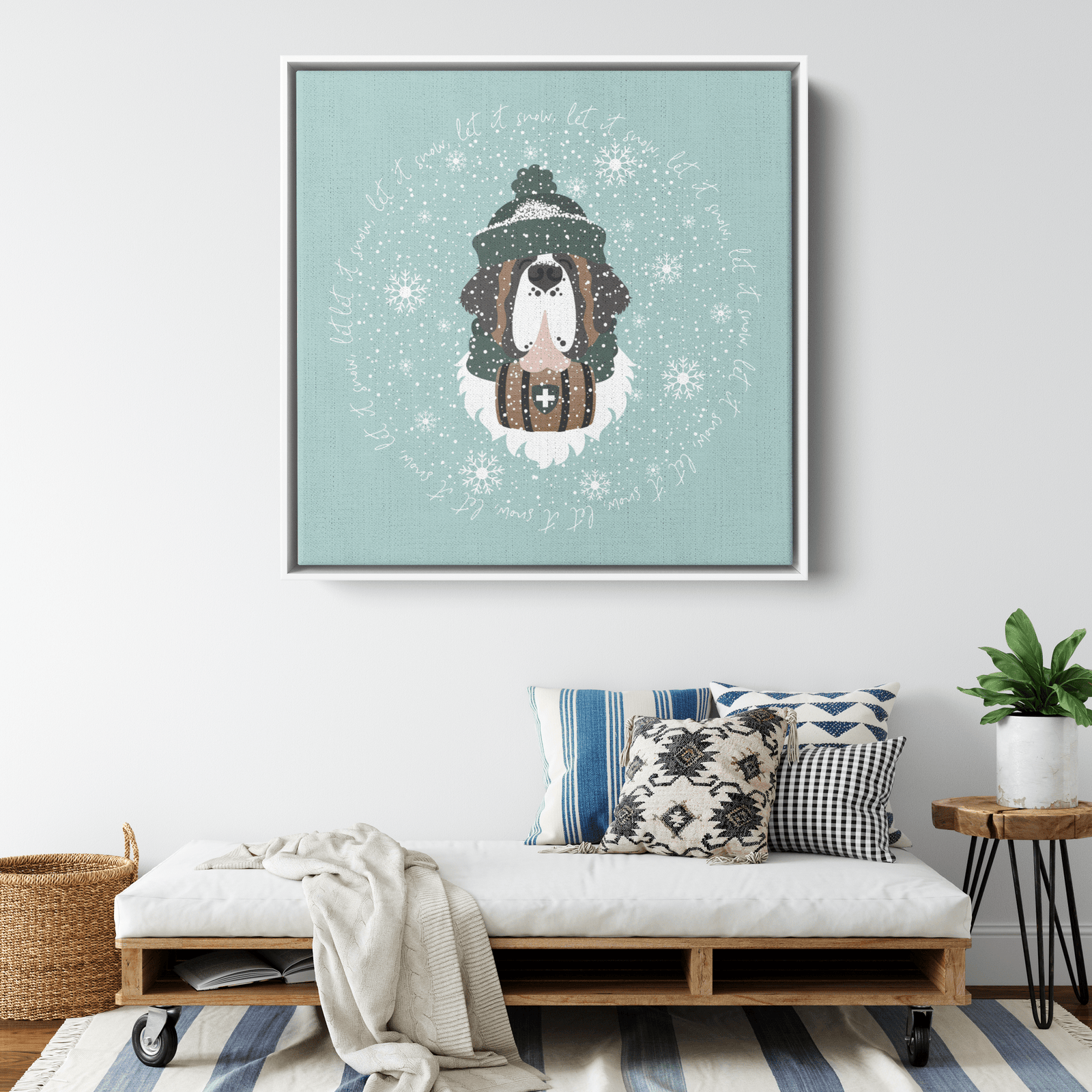Let It Snow Barrel Square Framed Canvas - Lucy + Norman