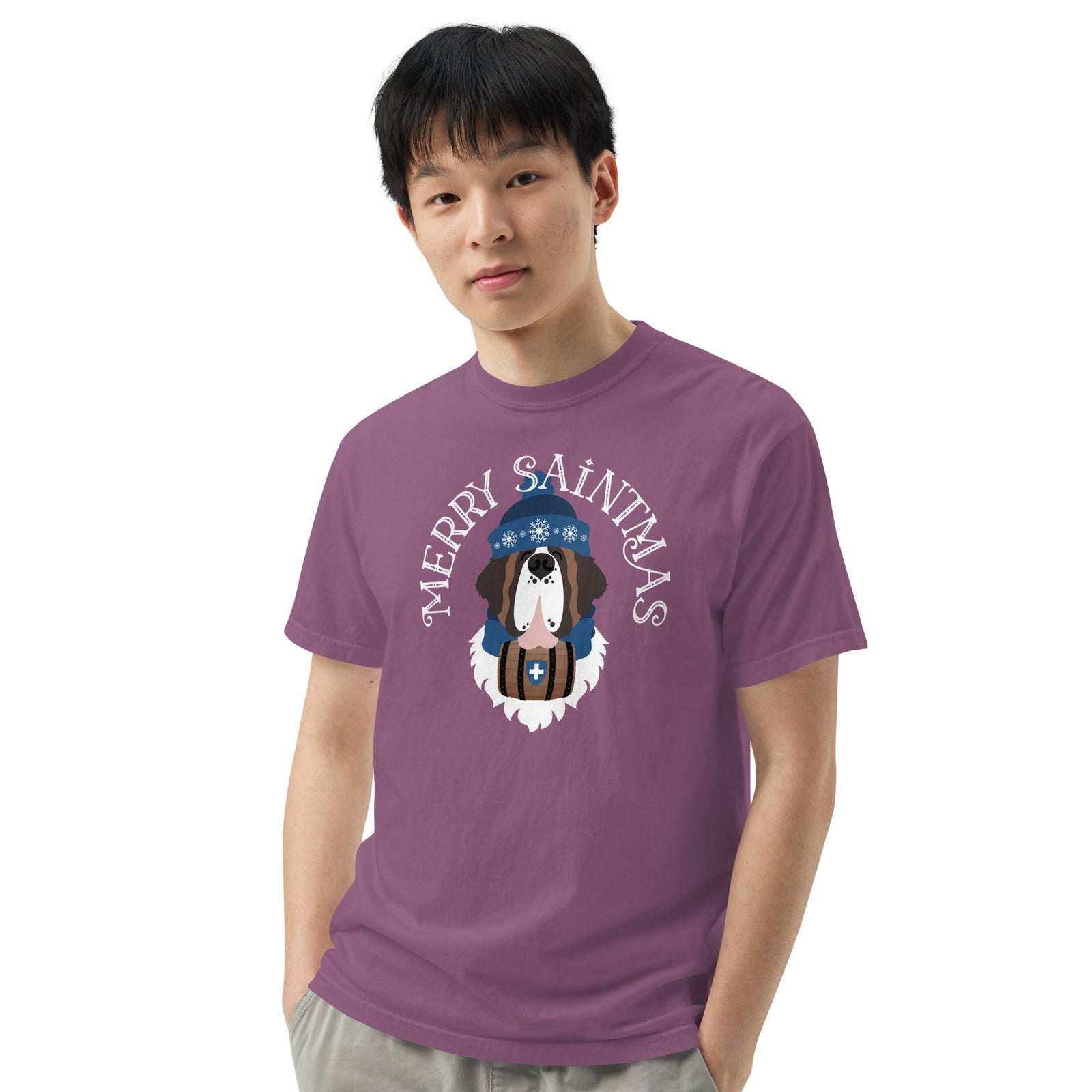 Merry Saintmas Blue Heavyweight Comfort Colors T-Shirt - Lucy + Norman