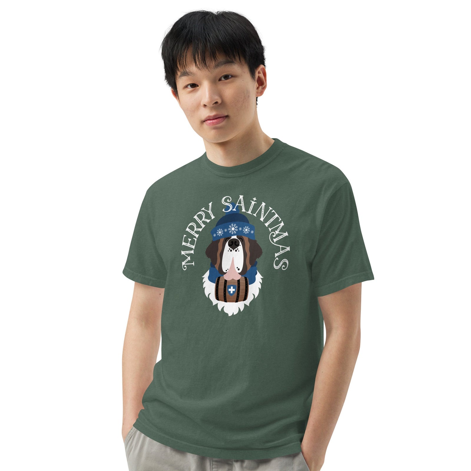 Merry Saintmas Blue Heavyweight Comfort Colors T-Shirt - Lucy + Norman