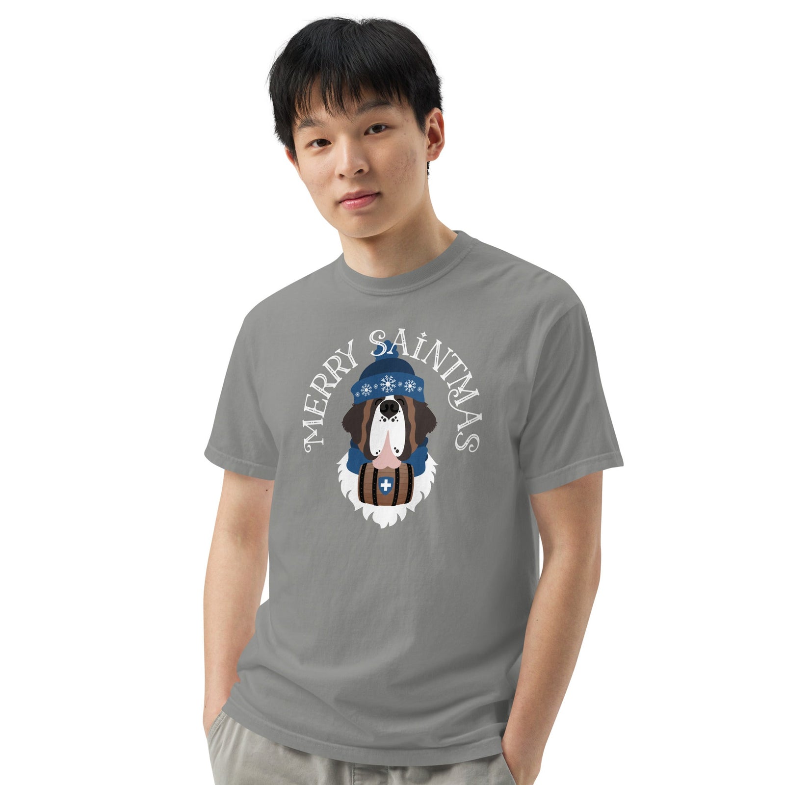 Merry Saintmas Blue Heavyweight Comfort Colors T-Shirt - Lucy + Norman