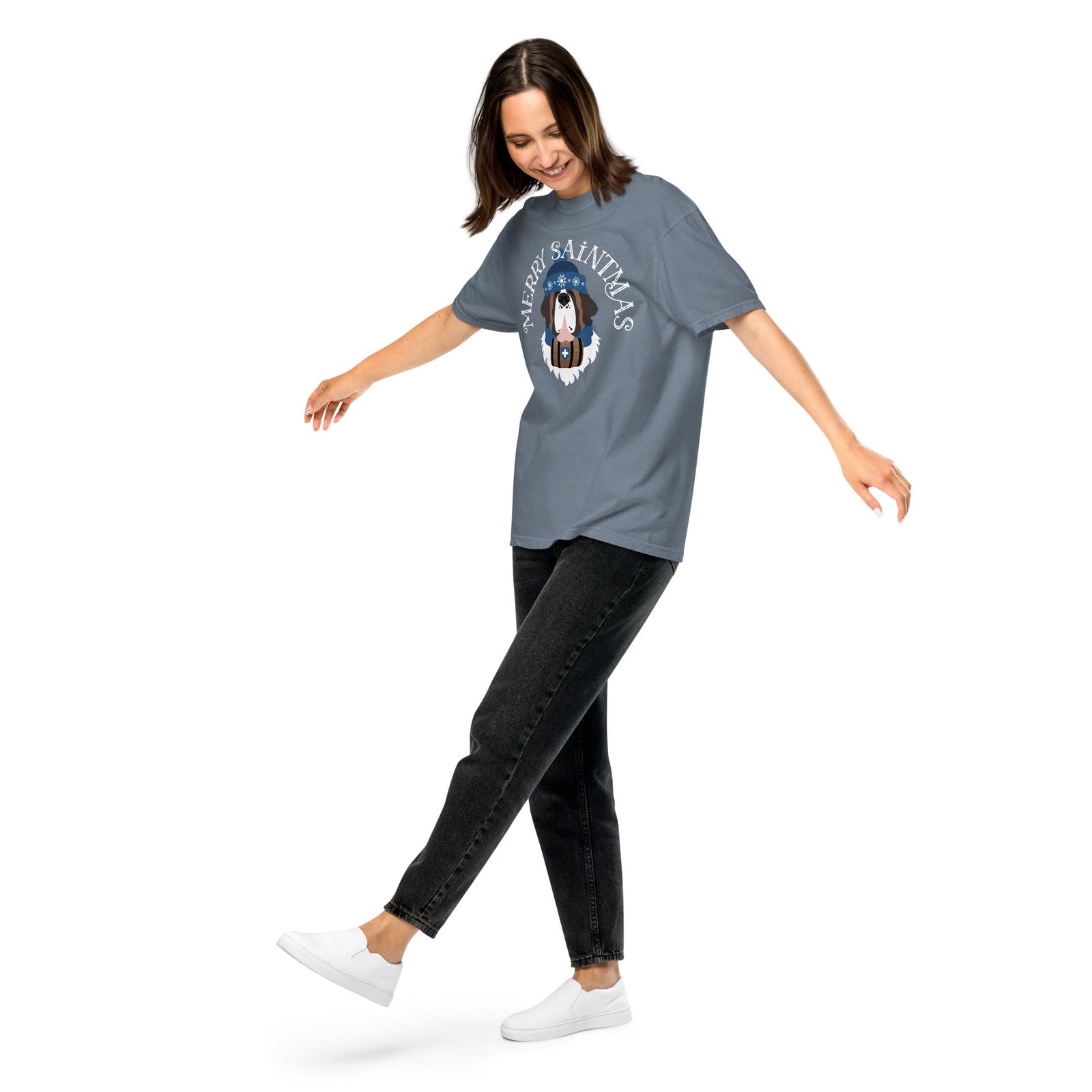 Merry Saintmas Blue Heavyweight Comfort Colors T-Shirt - Lucy + Norman