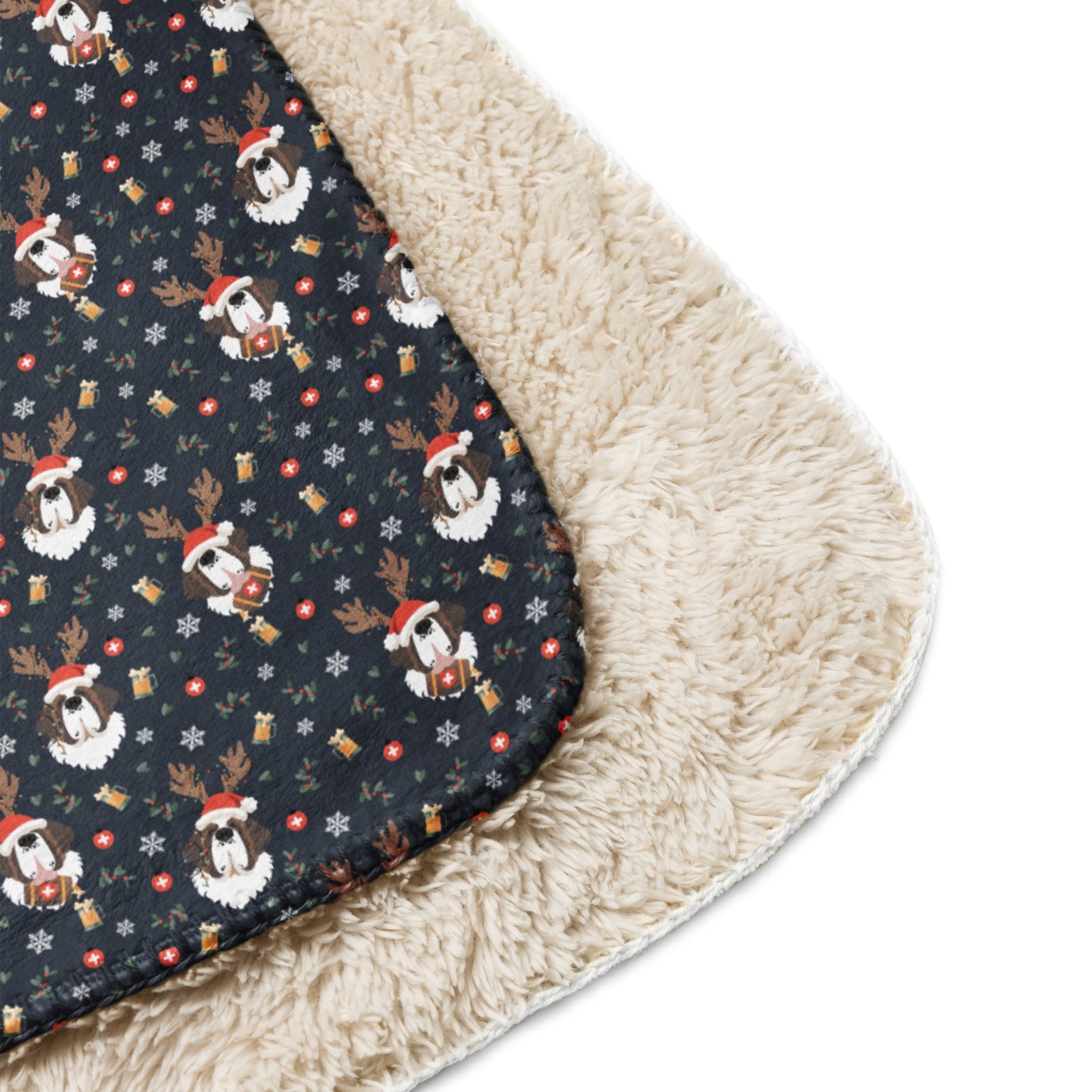Reindeer Beer St Bernard Sherpa Blanket - Lucy + Norman