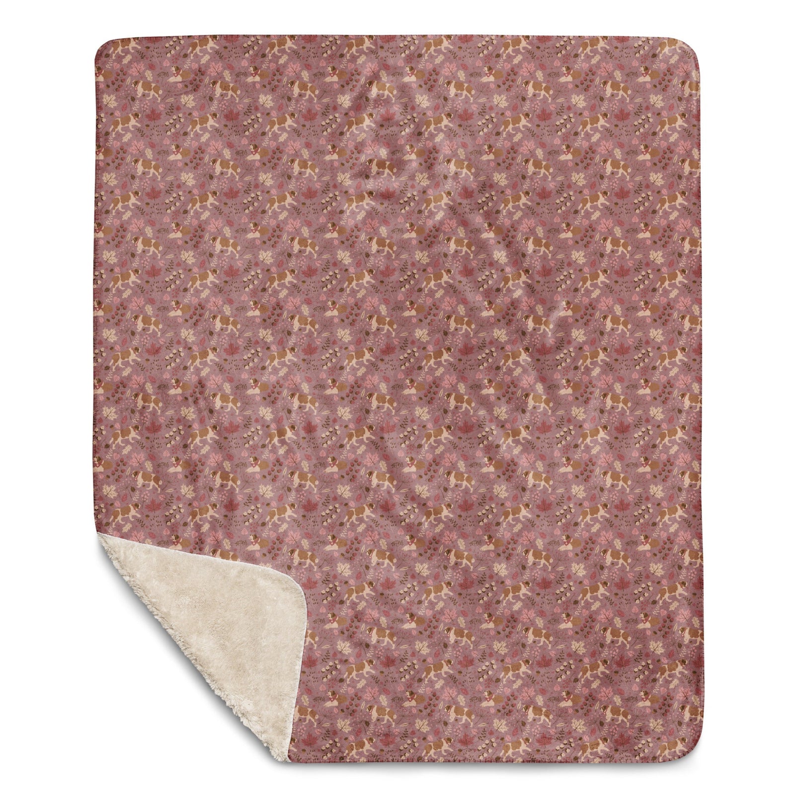 Rosy Fall Saint Bernard Sherpa Blanket - Lucy + Norman