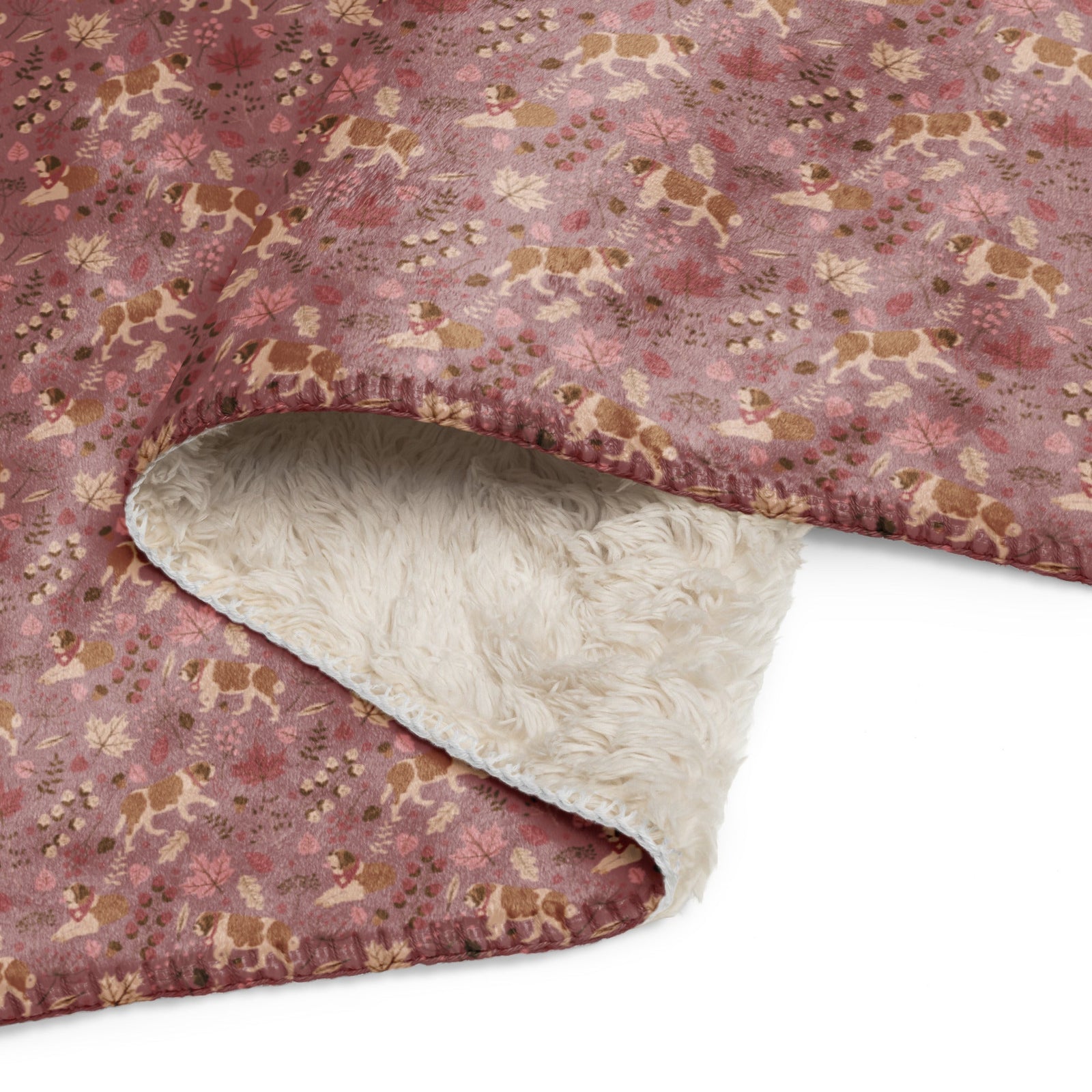 Rosy Fall Saint Bernard Sherpa Blanket - Lucy + Norman