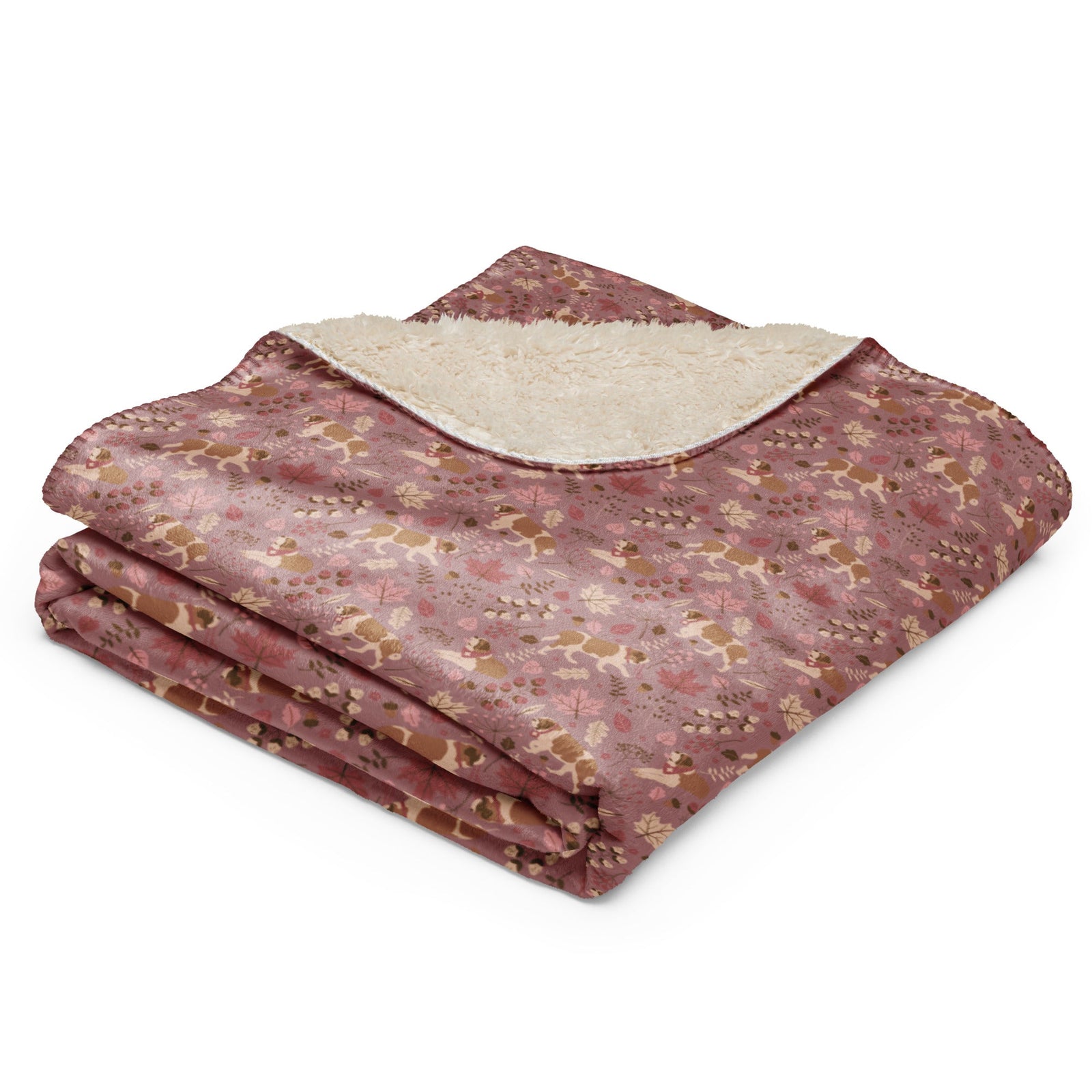 Rosy Fall Saint Bernard Sherpa Blanket - Lucy + Norman