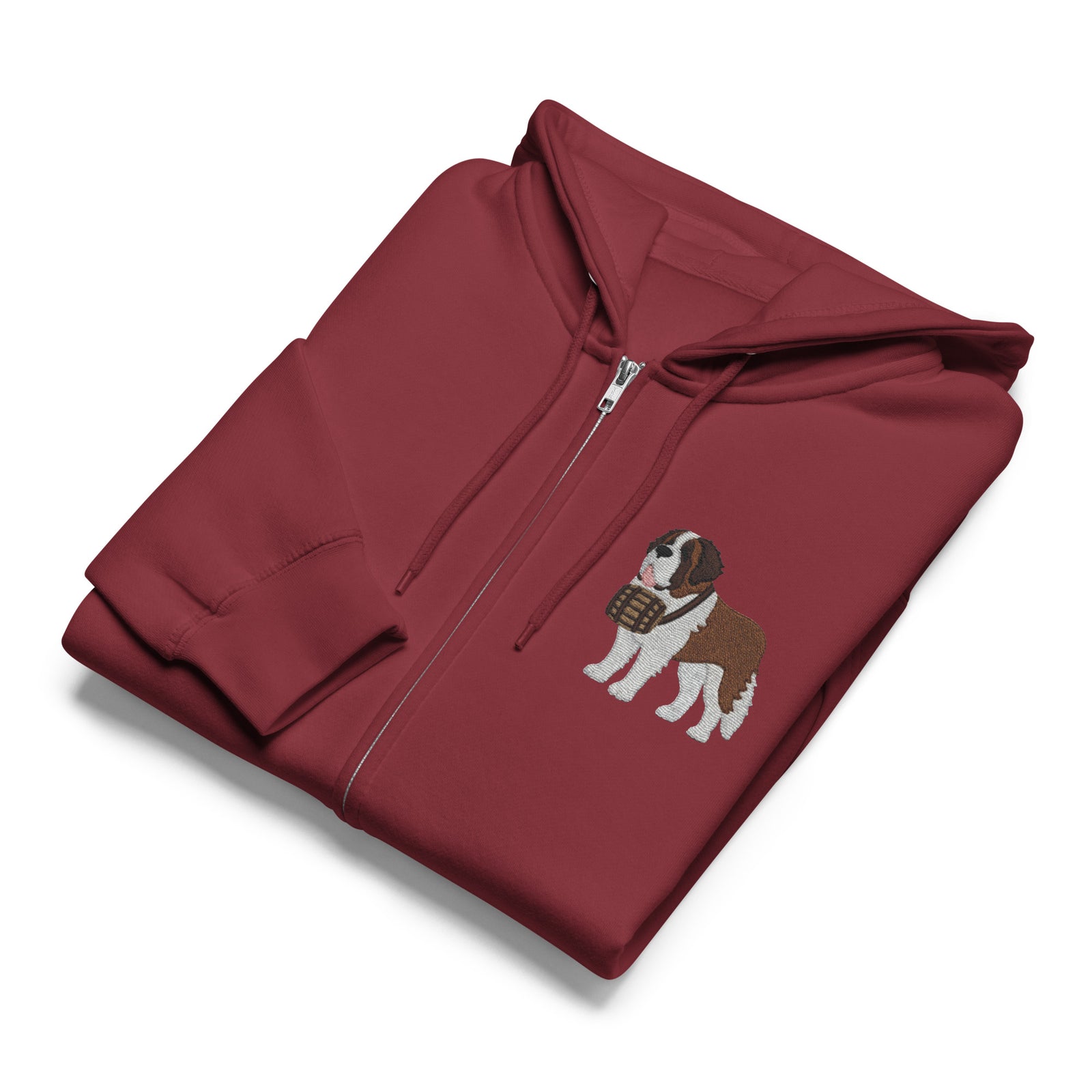 Embroidered Chest Saint Bernard Full Zip Hoodie