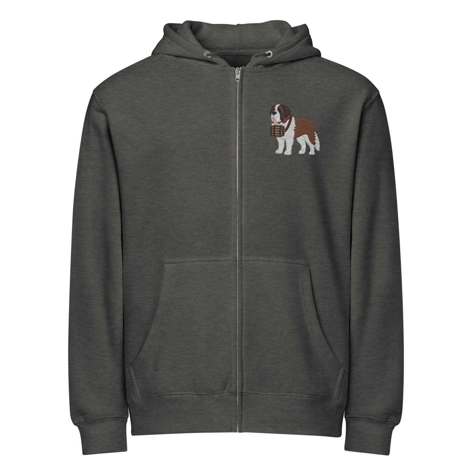 Embroidered Chest Saint Bernard Full Zip Hoodie