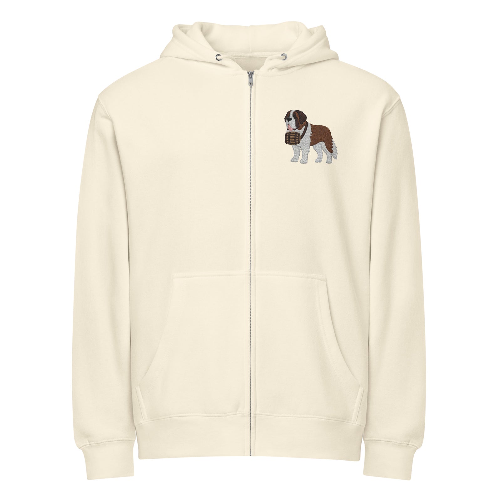 Embroidered Chest Saint Bernard Full Zip Hoodie